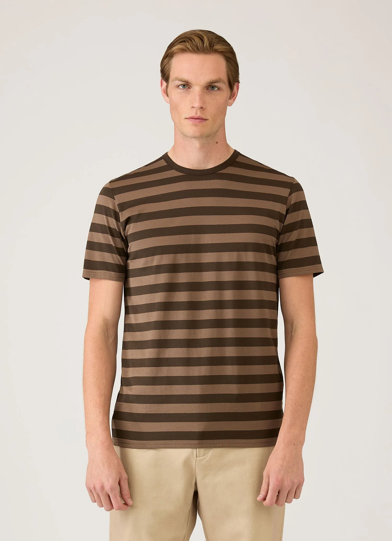 Men's Classic T-shirt in Dark Cedar/Dark Chocolate sold by Sunspel product image thumbnail 2