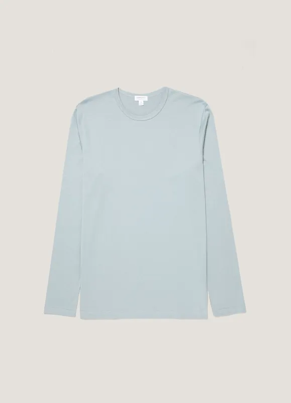 Men's Long Sleeve Classic T-shirt in Stone Blue sold by Sunspel