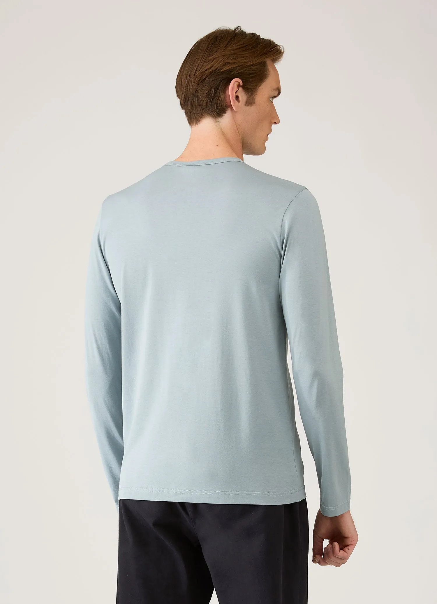 Men's Long Sleeve Classic T-shirt in Stone Blue sold by Sunspel product image thumbnail 5