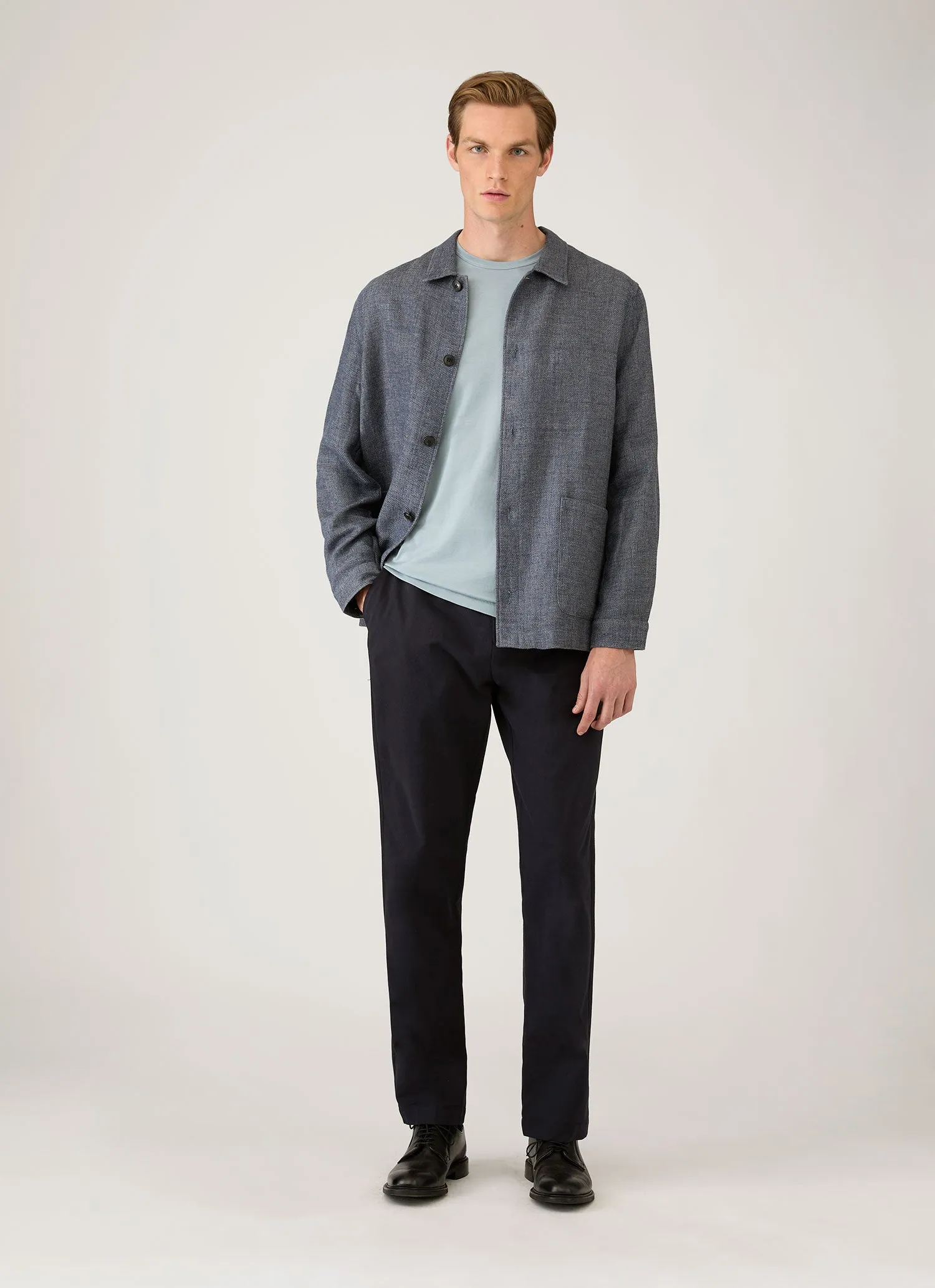 Men's Long Sleeve Classic T-shirt in Stone Blue sold by Sunspel product image thumbnail 3