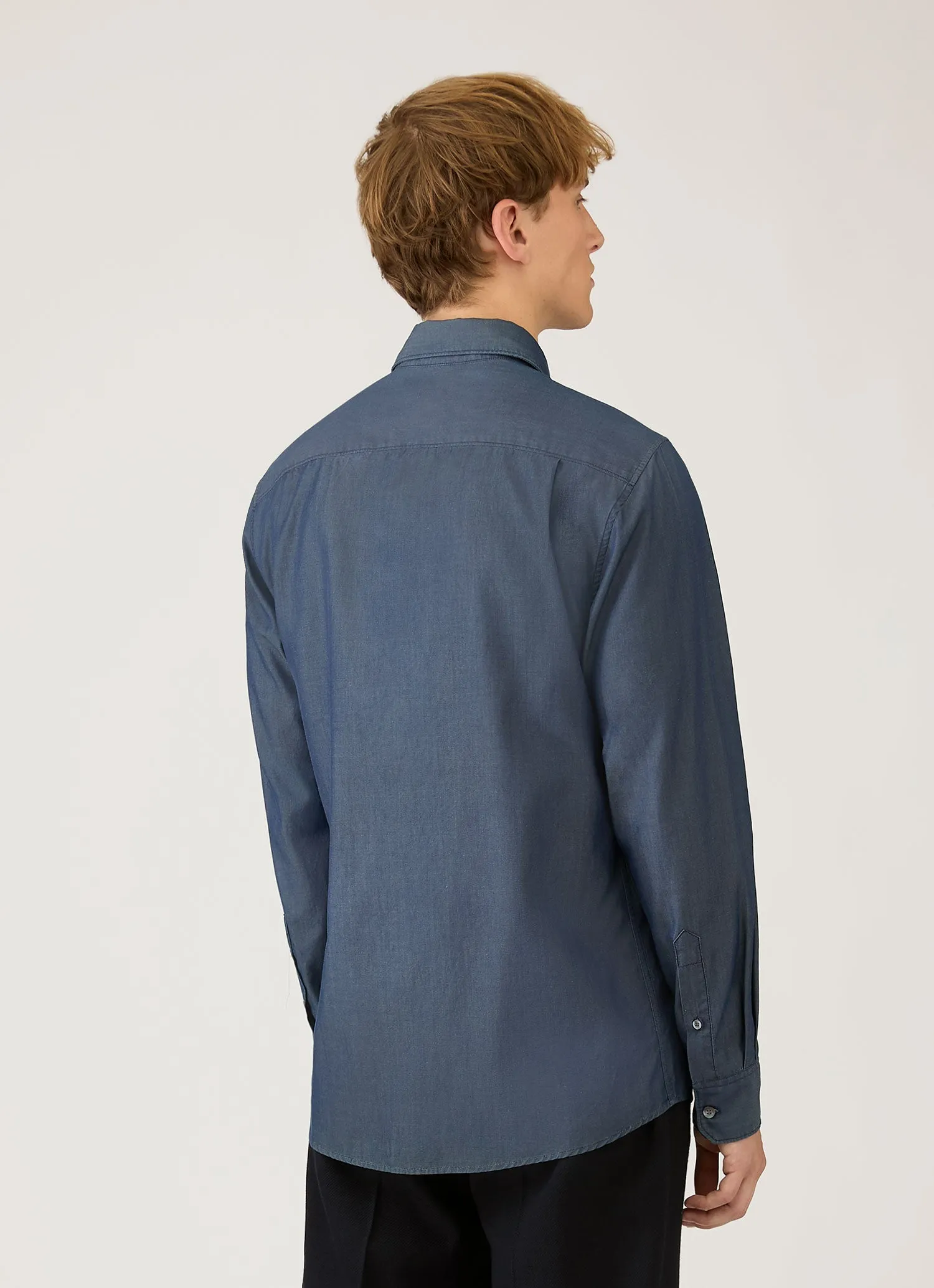 Men's Sea Island Cotton Shirt in Indigo sold by Sunspel product image thumbnail 5