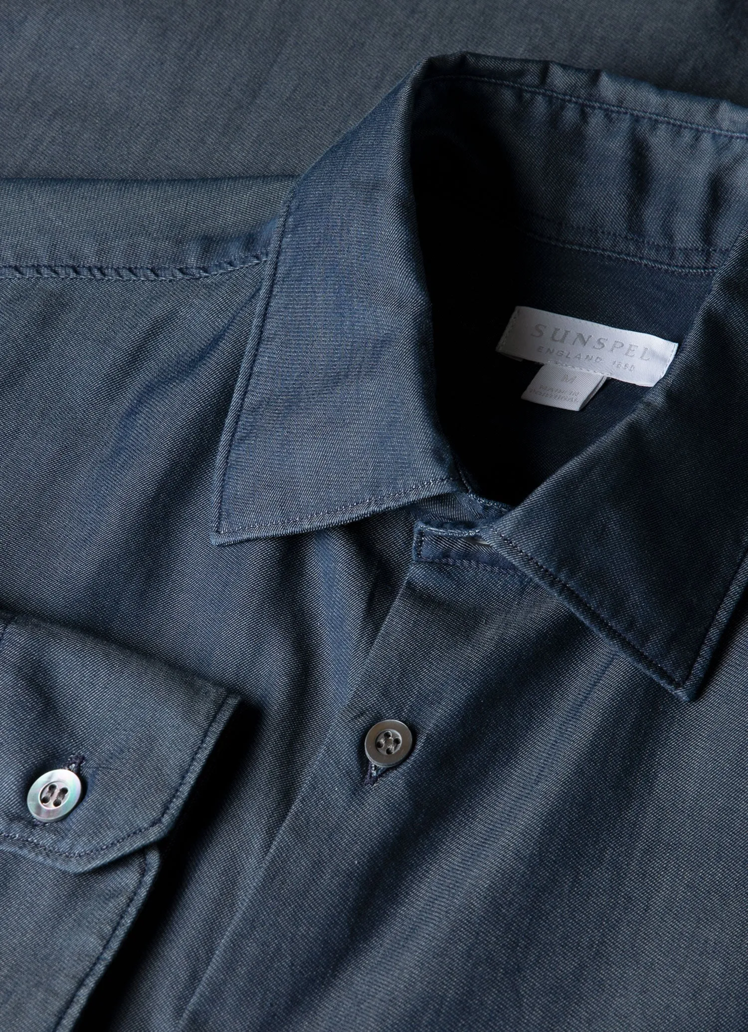 Men's Sea Island Cotton Shirt in Indigo sold by Sunspel product image thumbnail 4
