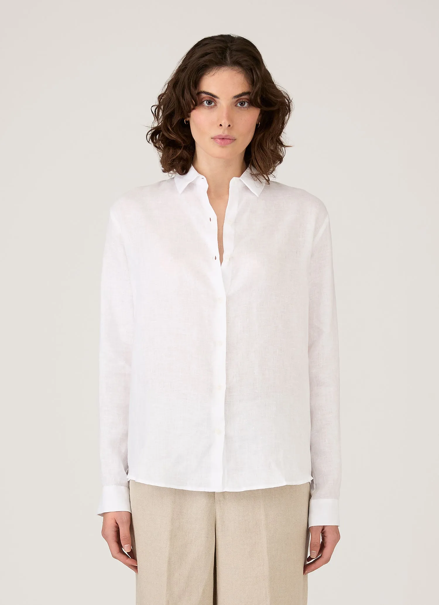 Women's Linen Shirt in White sold by Sunspel