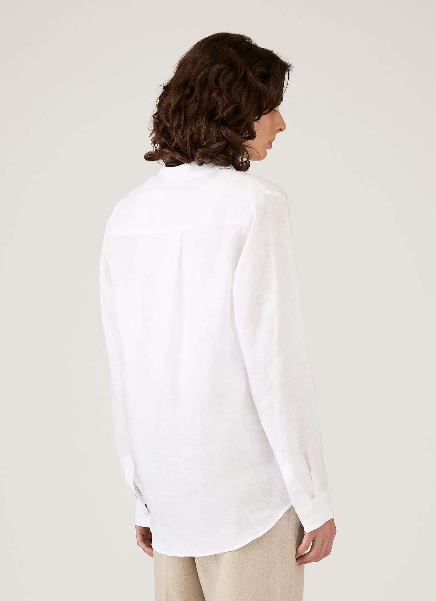 Women's Linen Shirt in White sold by Sunspel product image thumbnail 3