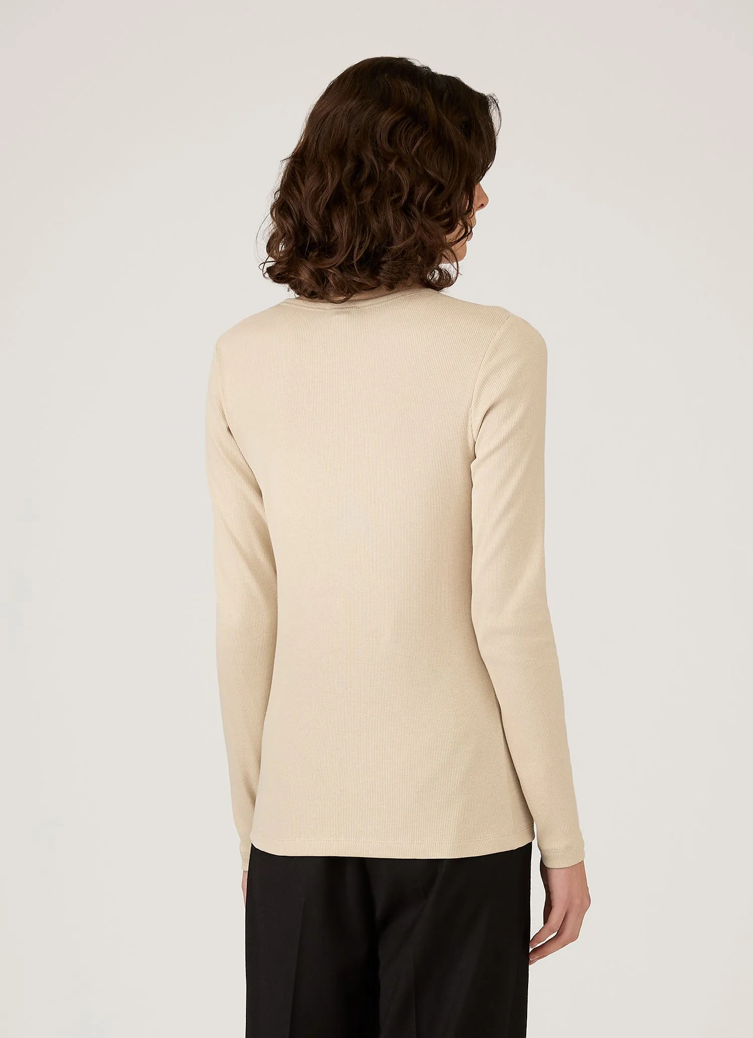 Women's Ribbed Henley in Hazelwood sold by Sunspel product image thumbnail 3