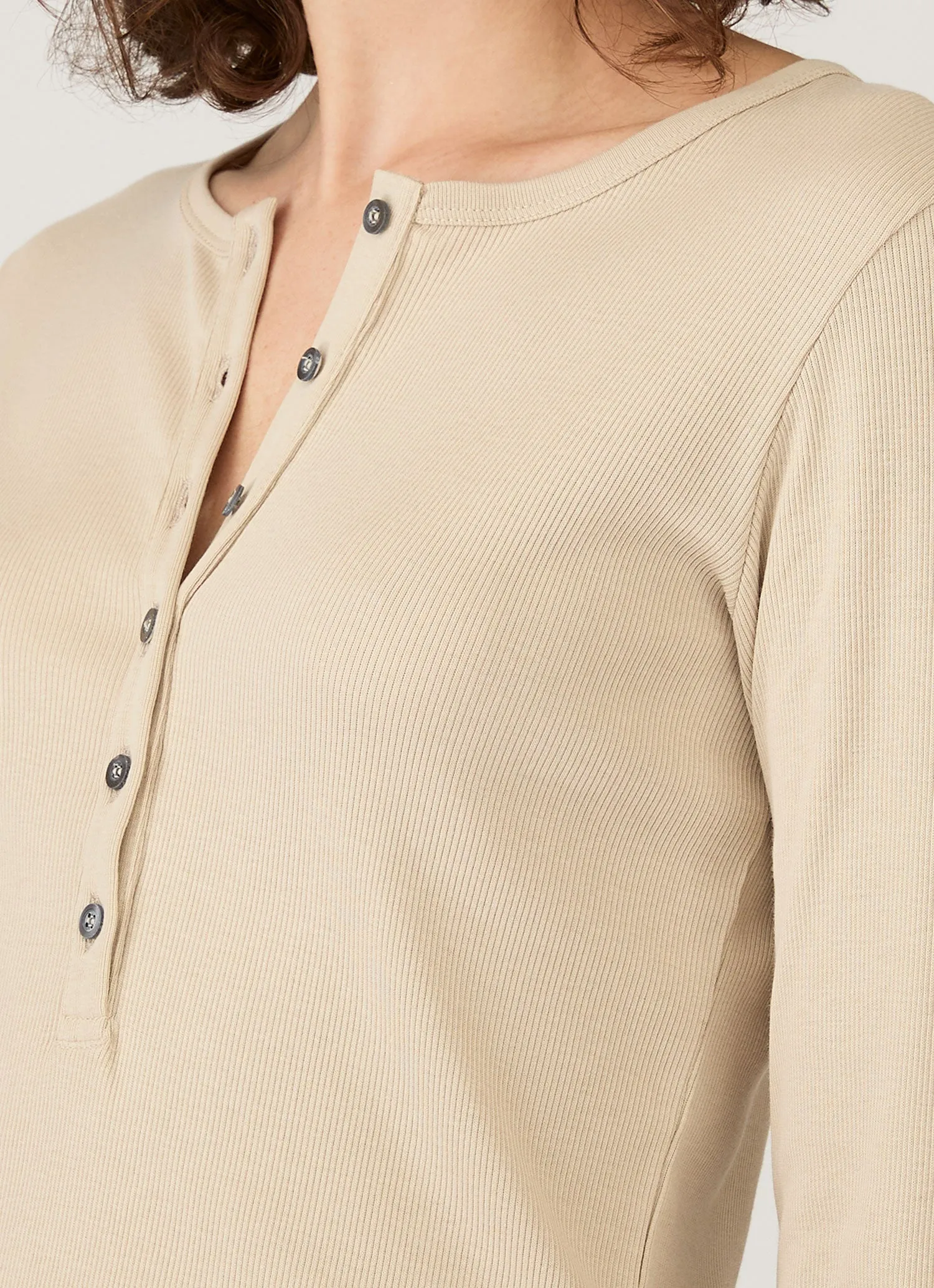 Women's Ribbed Henley in Hazelwood sold by Sunspel product image thumbnail 4