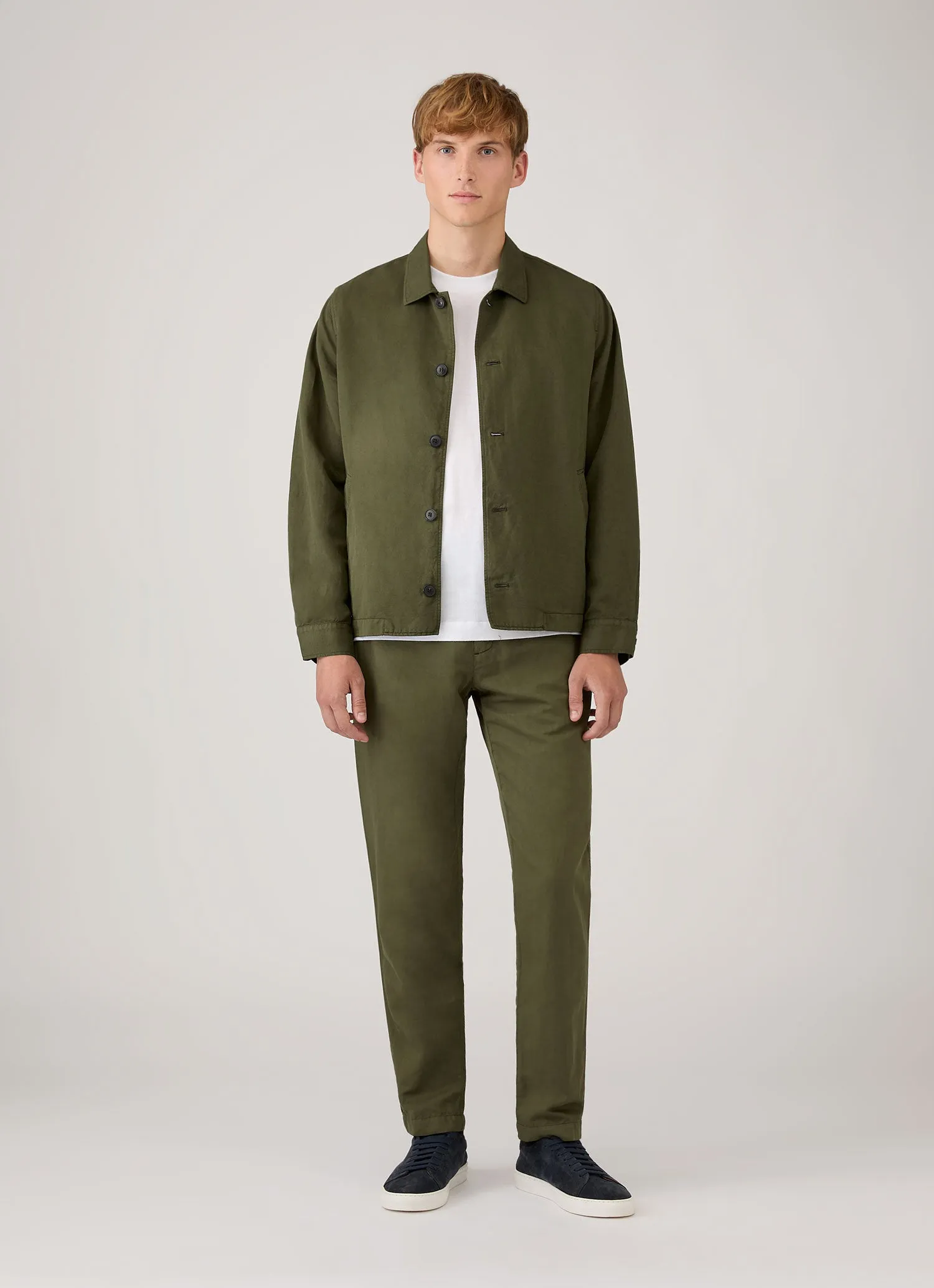 Men's Cotton Linen Jacket in Deep Olive sold by Sunspel product image thumbnail 3