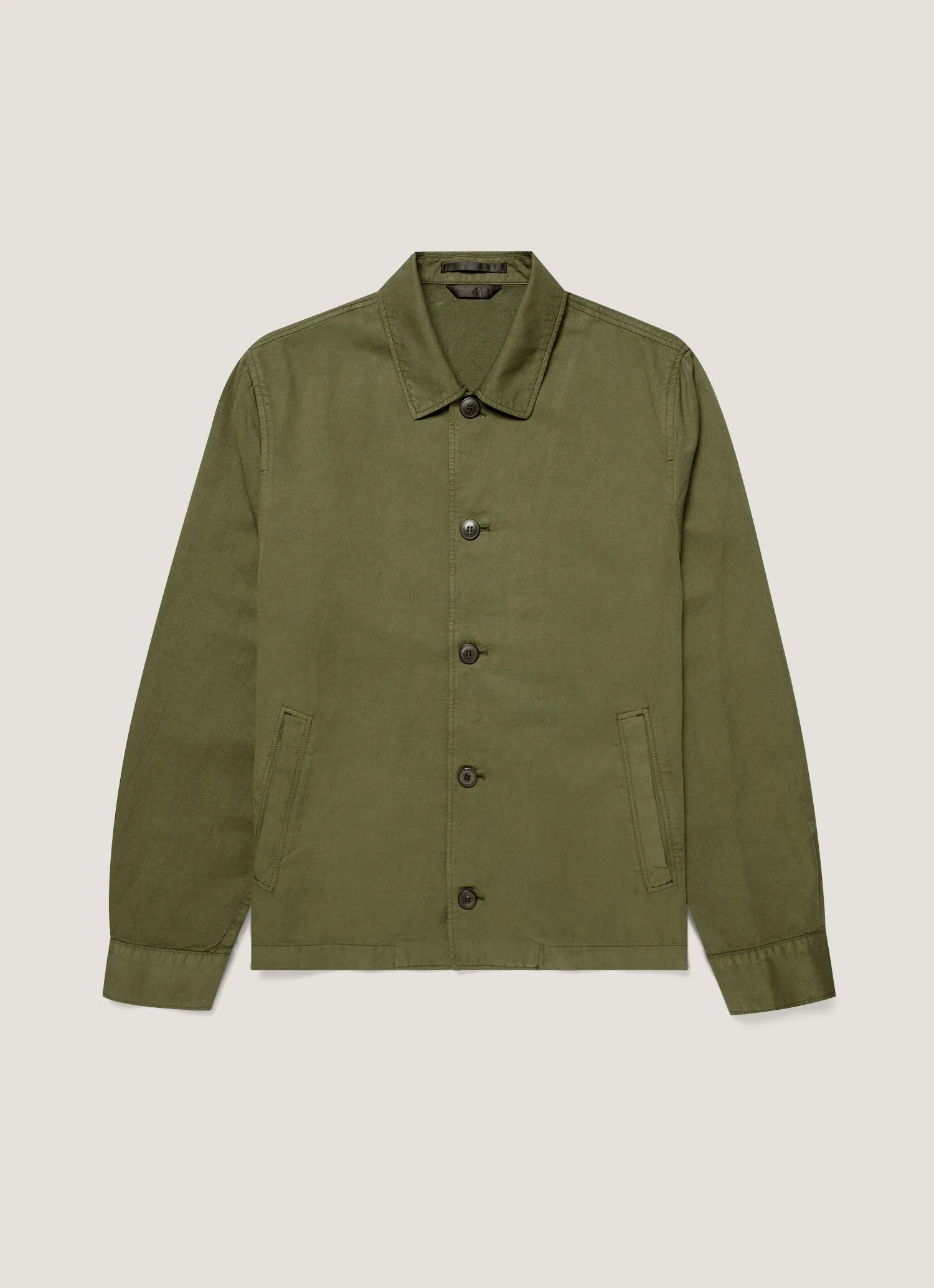 Men's Cotton Linen Jacket in Deep Olive sold by Sunspel