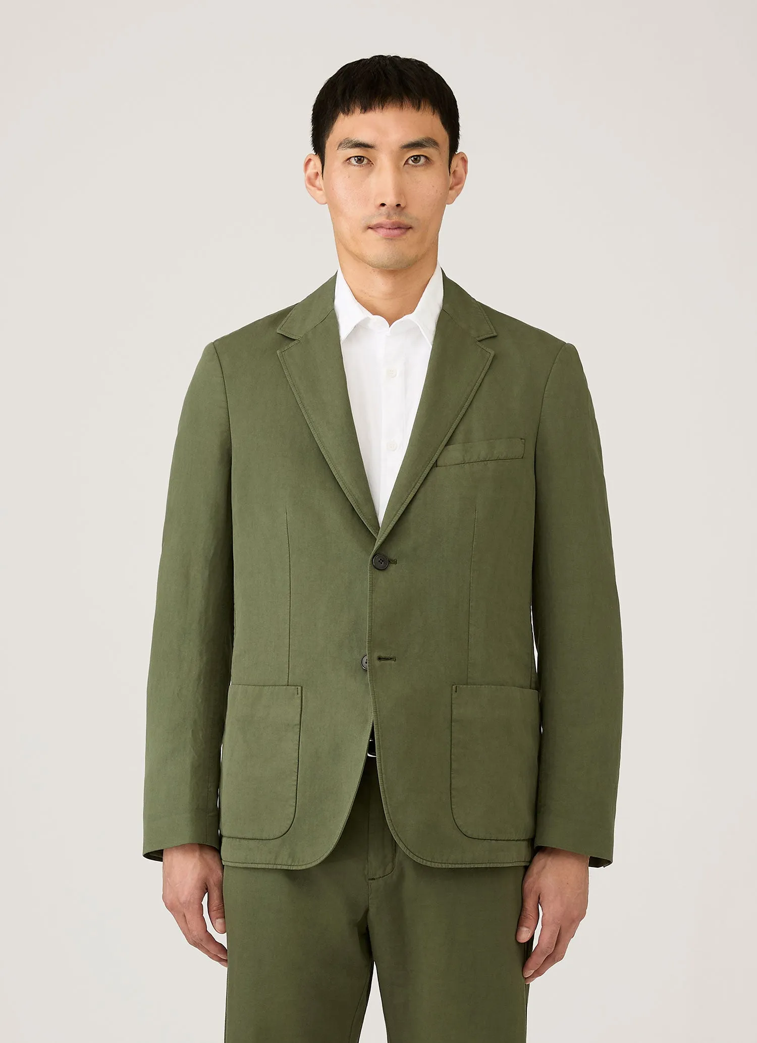 Men's Cotton Linen Blazer in Deep Olive sold by Sunspel product image thumbnail 2