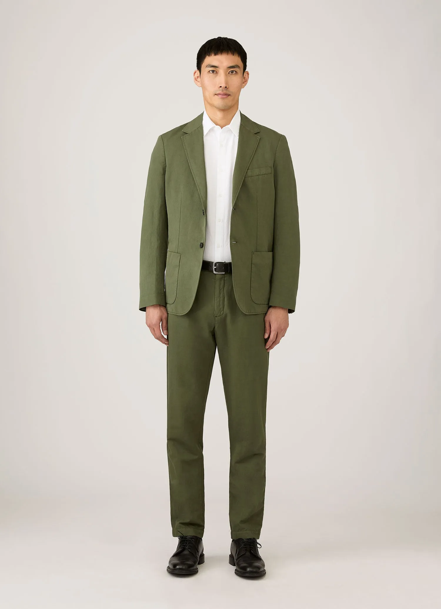Men's Cotton Linen Blazer in Deep Olive sold by Sunspel product image thumbnail 3