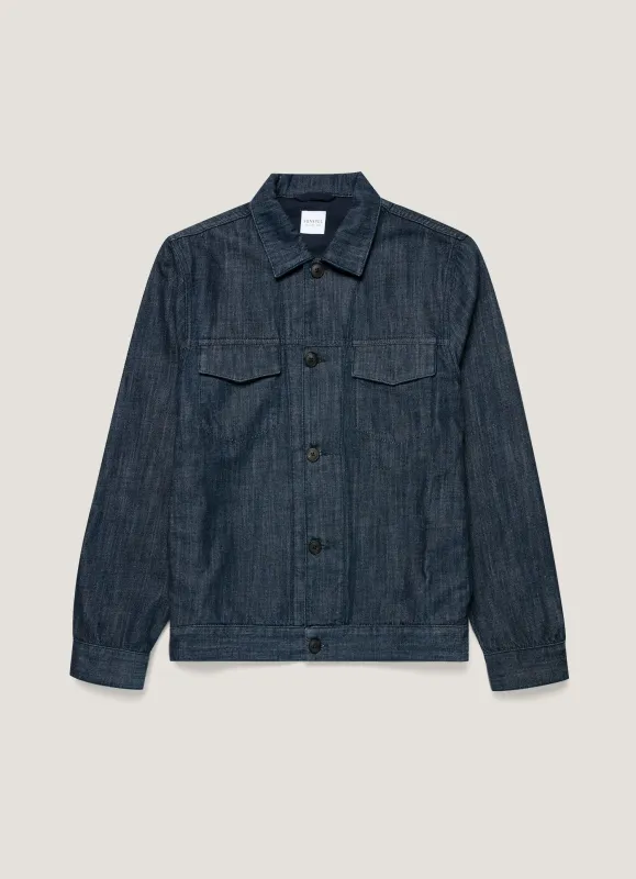Men's Japanese Denim Jacket in Rinse Wash Denim sold by Sunspel