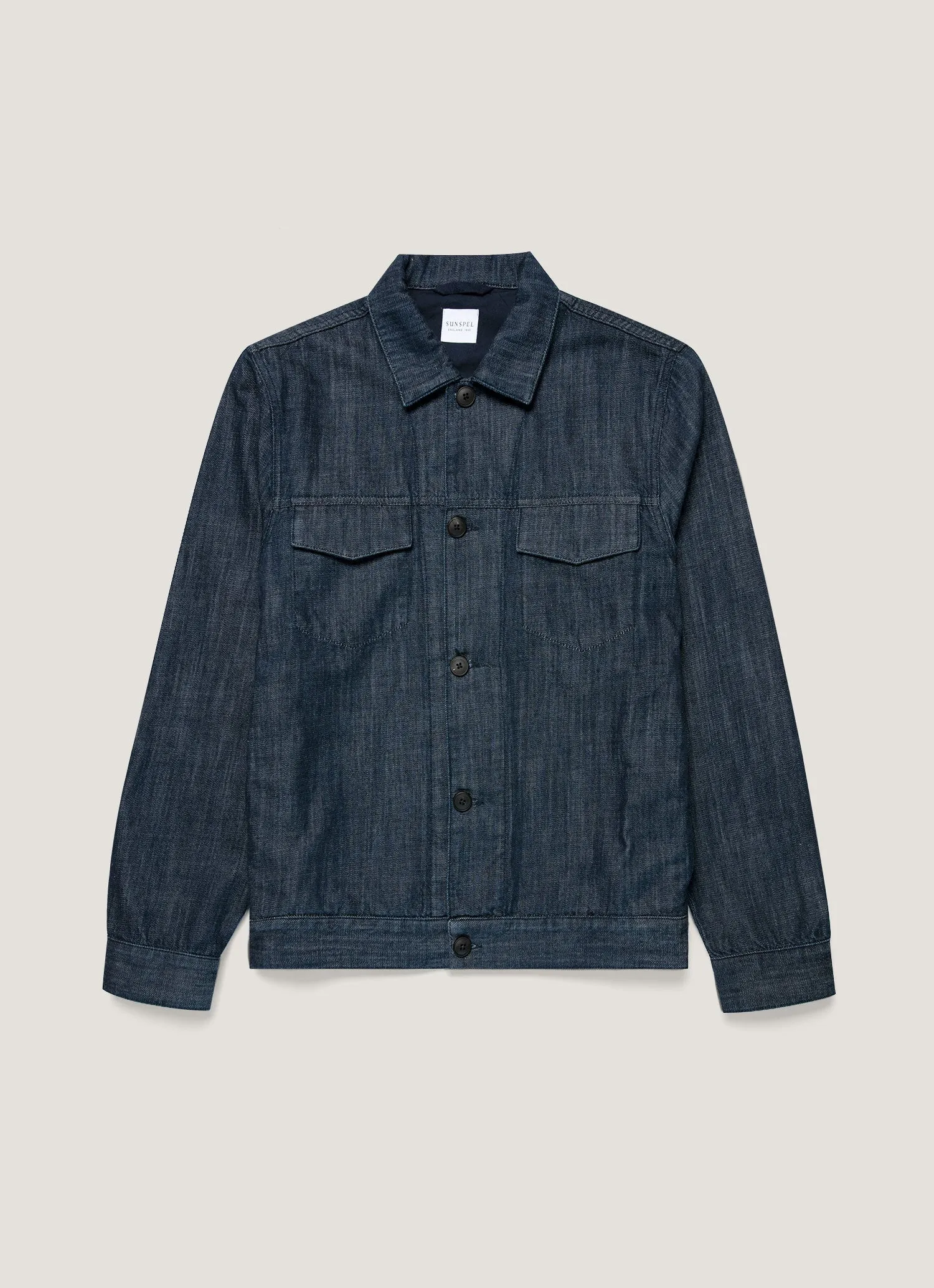 Men's Japanese Denim Jacket in Rinse Wash Denim sold by Sunspel