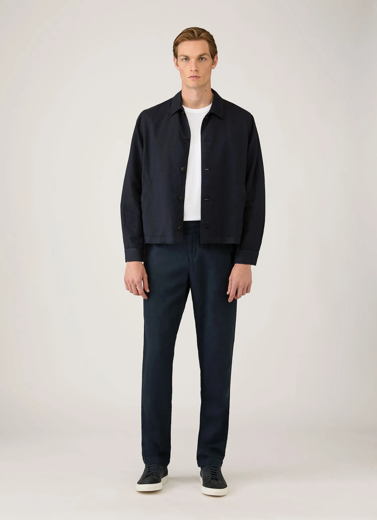 Men's Cotton Linen Jacket in Navy sold by Sunspel product image thumbnail 3