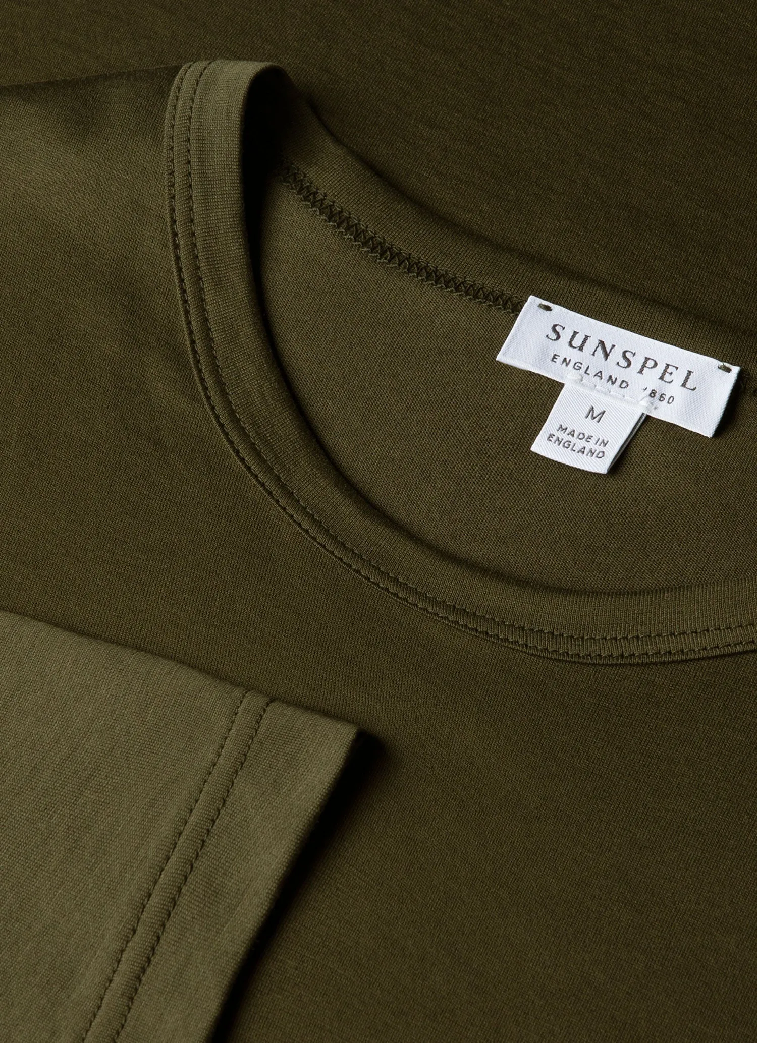 Men's Long Sleeve Classic T-shirt in Deep Olive sold by Sunspel product image thumbnail 4