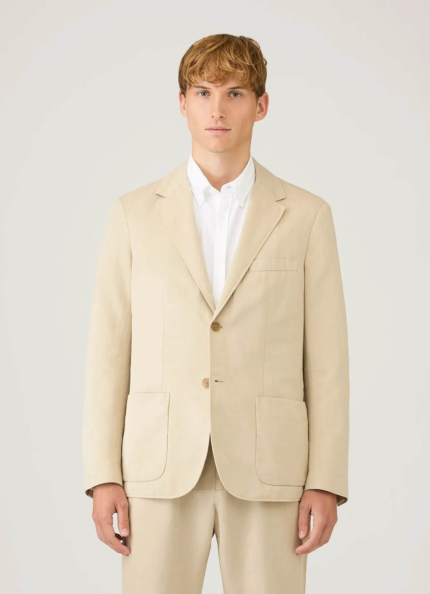 Men's Cotton Linen Blazer in Hazelwood sold by Sunspel product image thumbnail 2