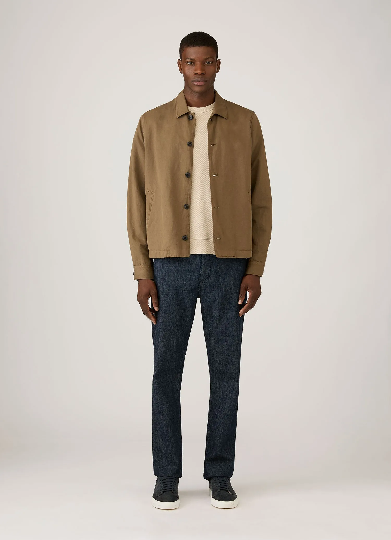 Men's Cotton Linen Jacket in Dark Cedar sold by Sunspel product image thumbnail 3