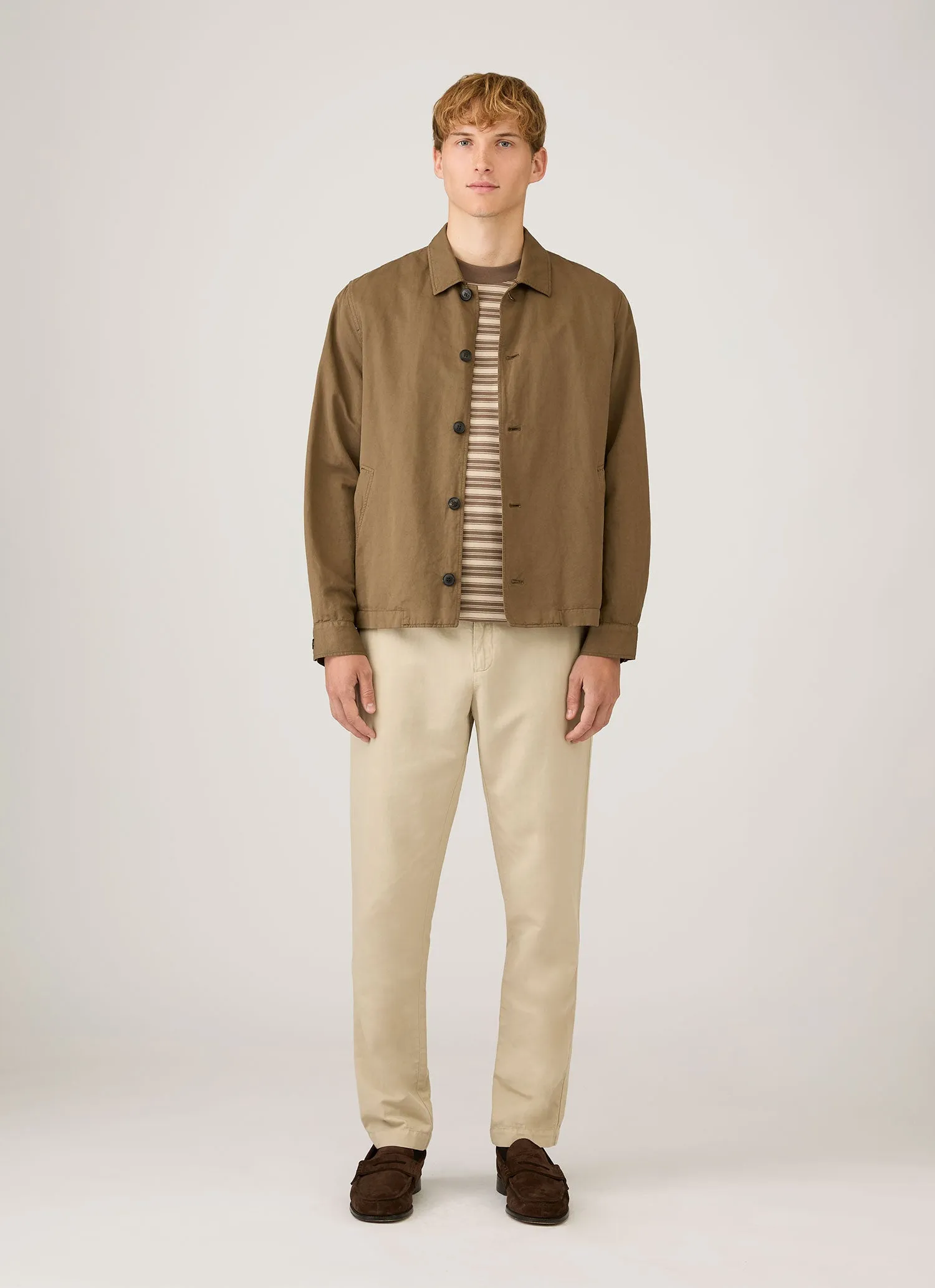 Men's Relaxed Fit Heavyweight T-shirt in Hazelwood/Dark Cedar sold by Sunspel product image thumbnail 3