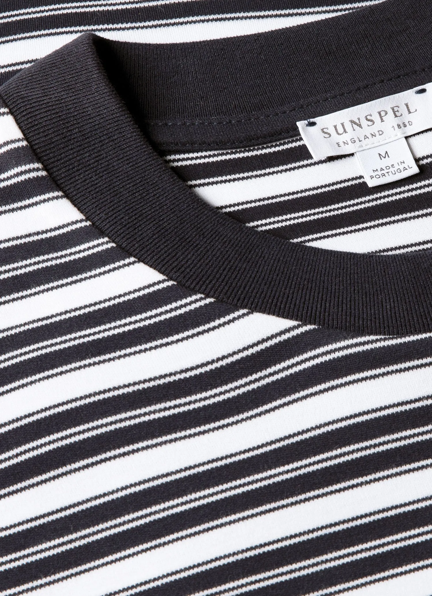 Men's Relaxed Fit Heavyweight T-shirt in White/Navy sold by Sunspel product image thumbnail 4