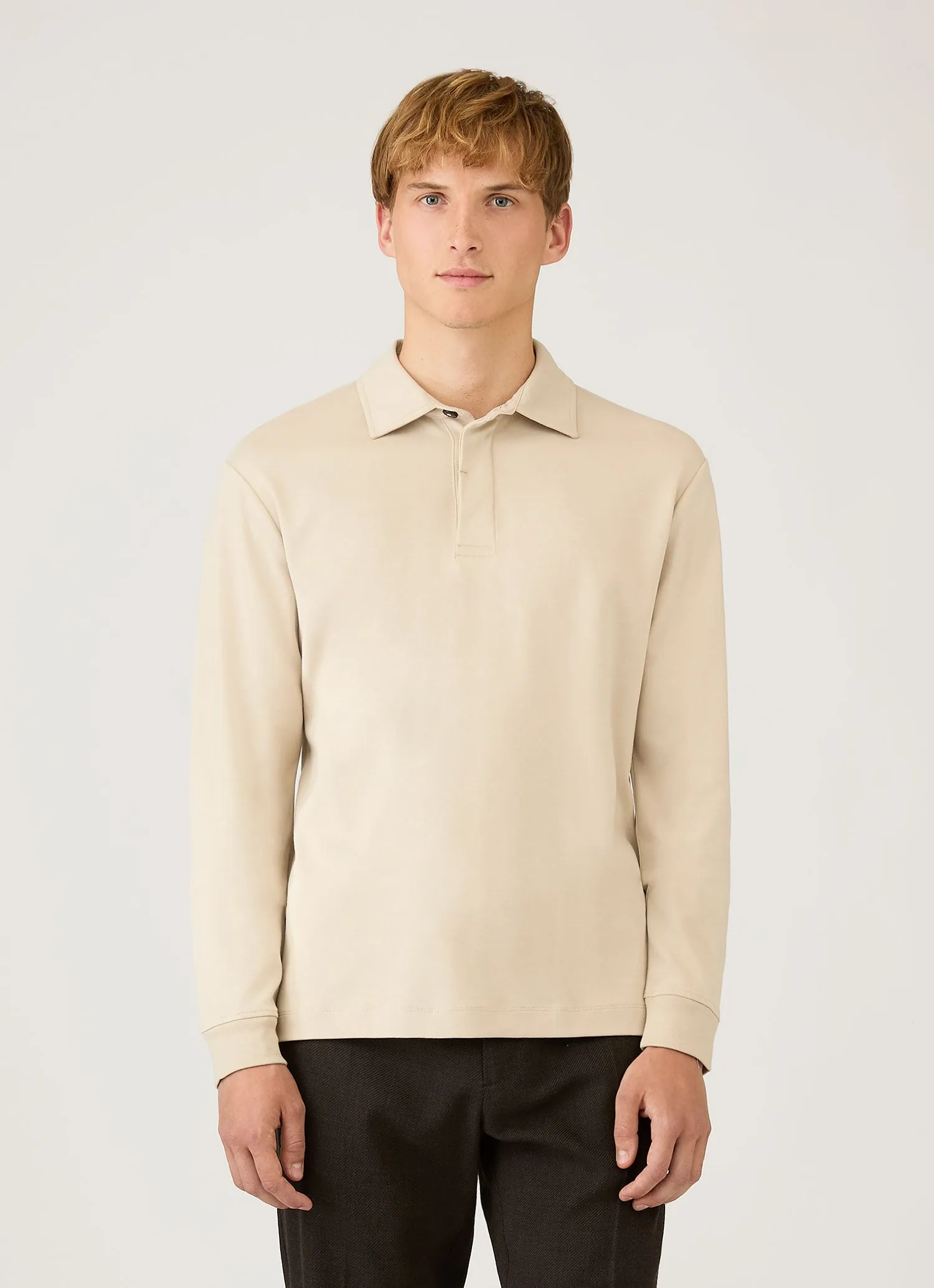 Men's Heavyweight Rugby Polo Shirt in Hazelwood sold by Sunspel product image thumbnail 2