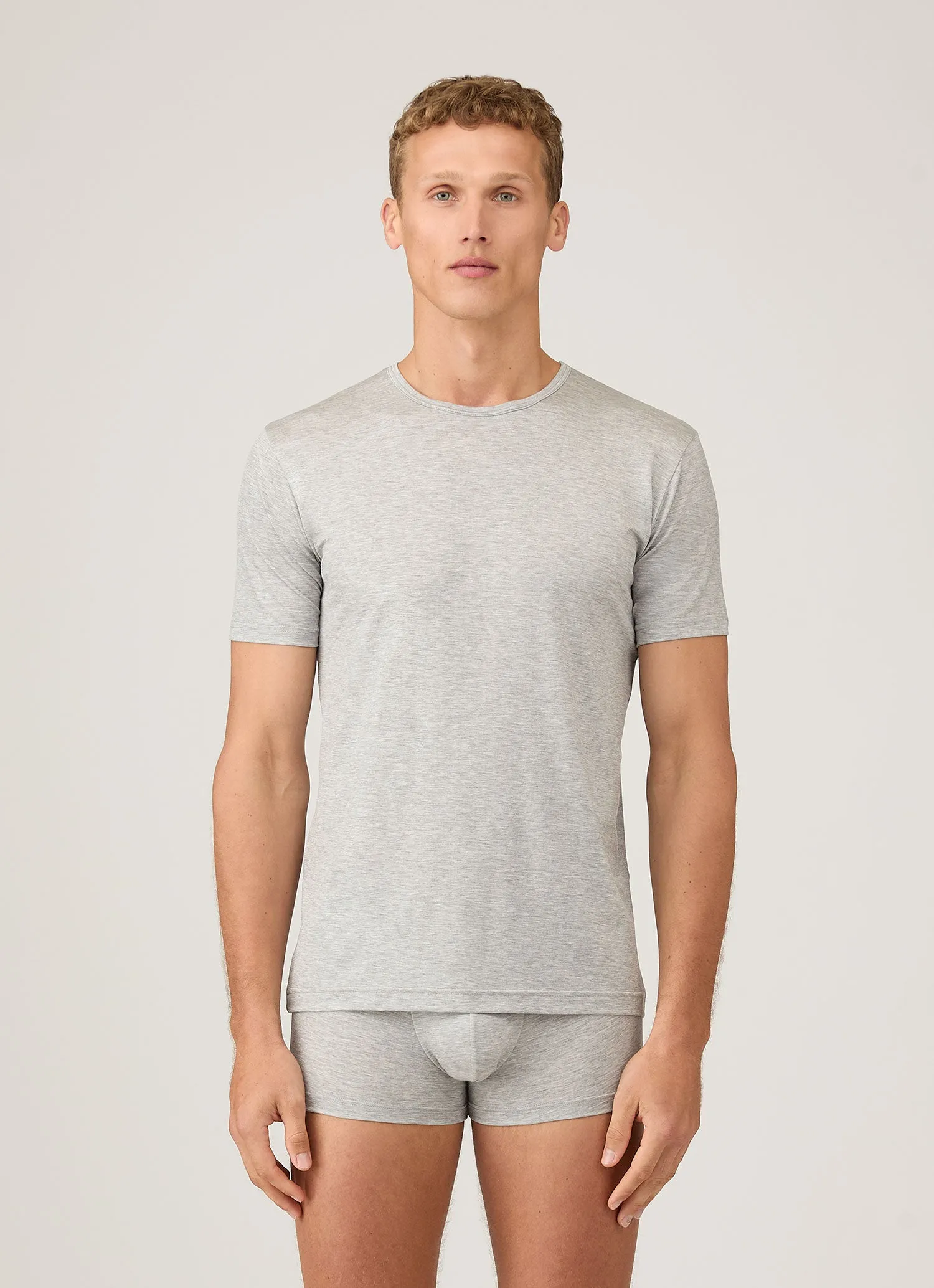 Men's Tencel™ T-shirt in Grey Melange sold by Sunspel product image thumbnail 2