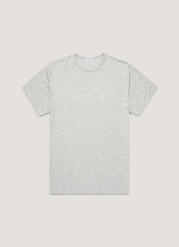 Men's Tencel™ T-shirt in Grey Melange made by Sunspel