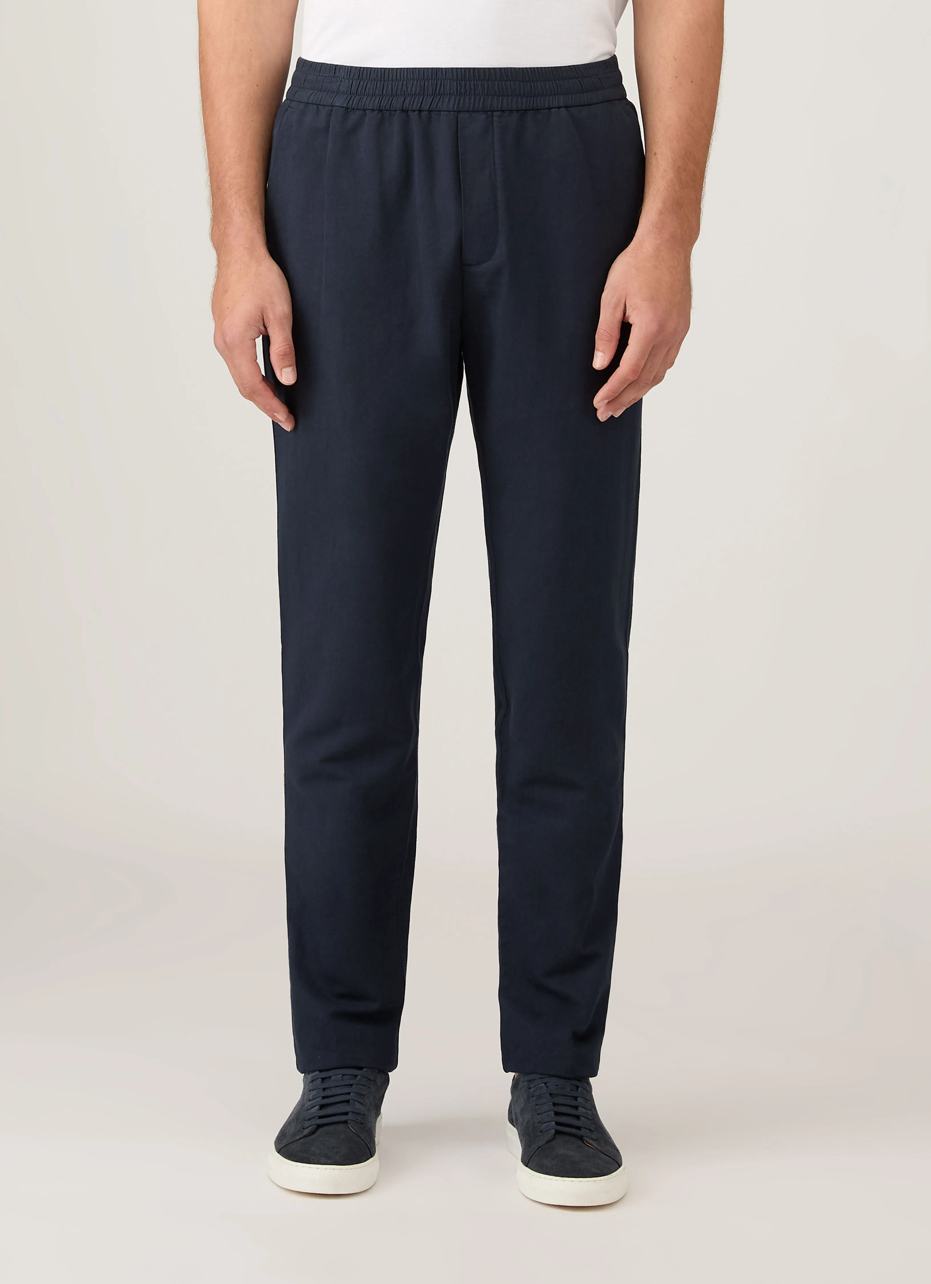 Men's Cotton Linen Drawstring Trouser in Navy sold by Sunspel product image thumbnail 2