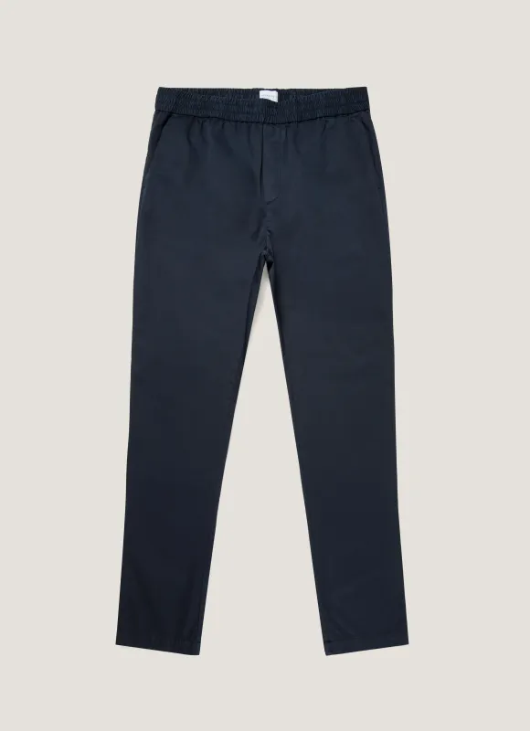 Men's Cotton Linen Drawstring Trouser in Navy sold by Sunspel