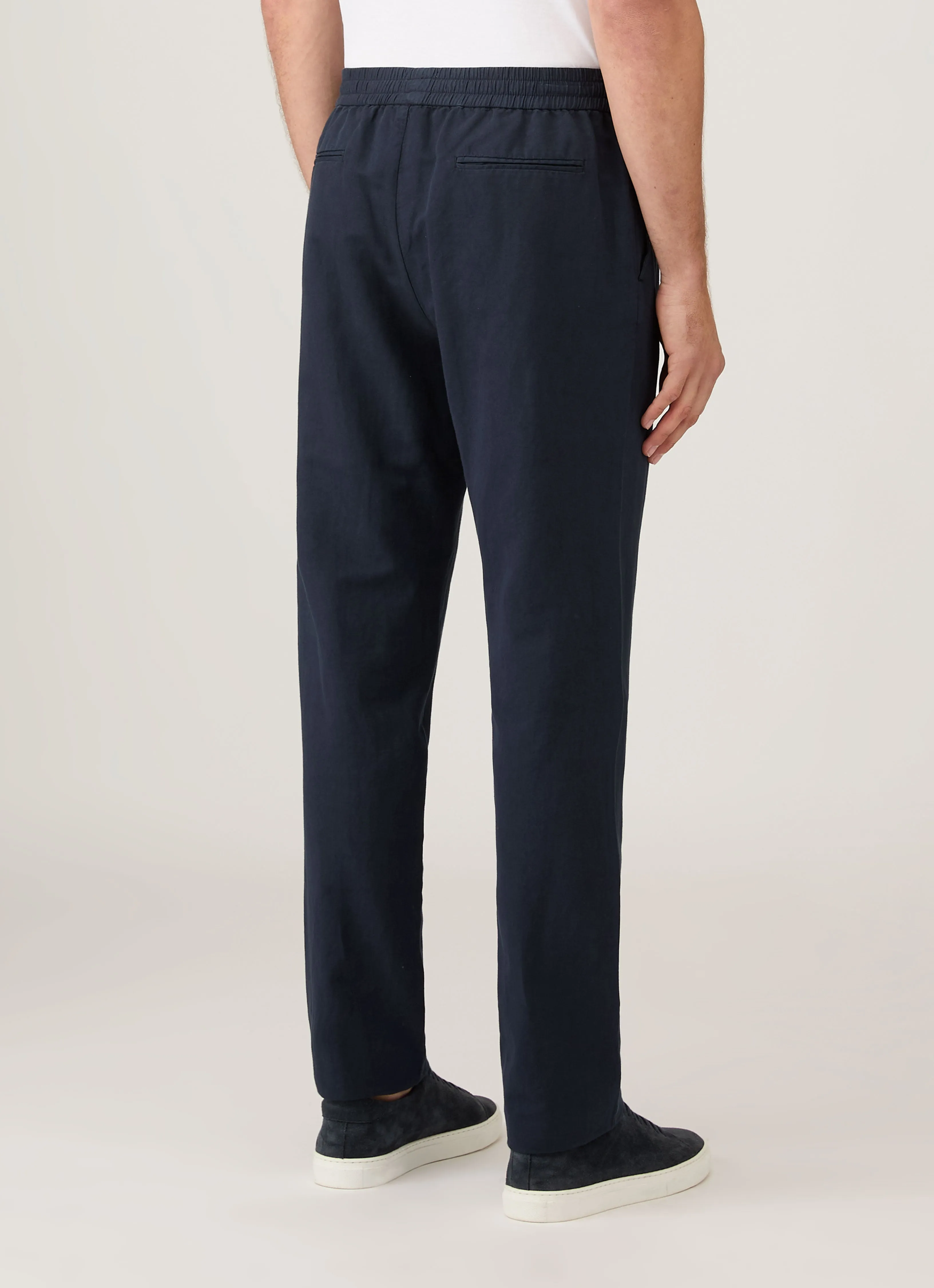 Men's Cotton Linen Drawstring Trouser in Navy sold by Sunspel product image thumbnail 5
