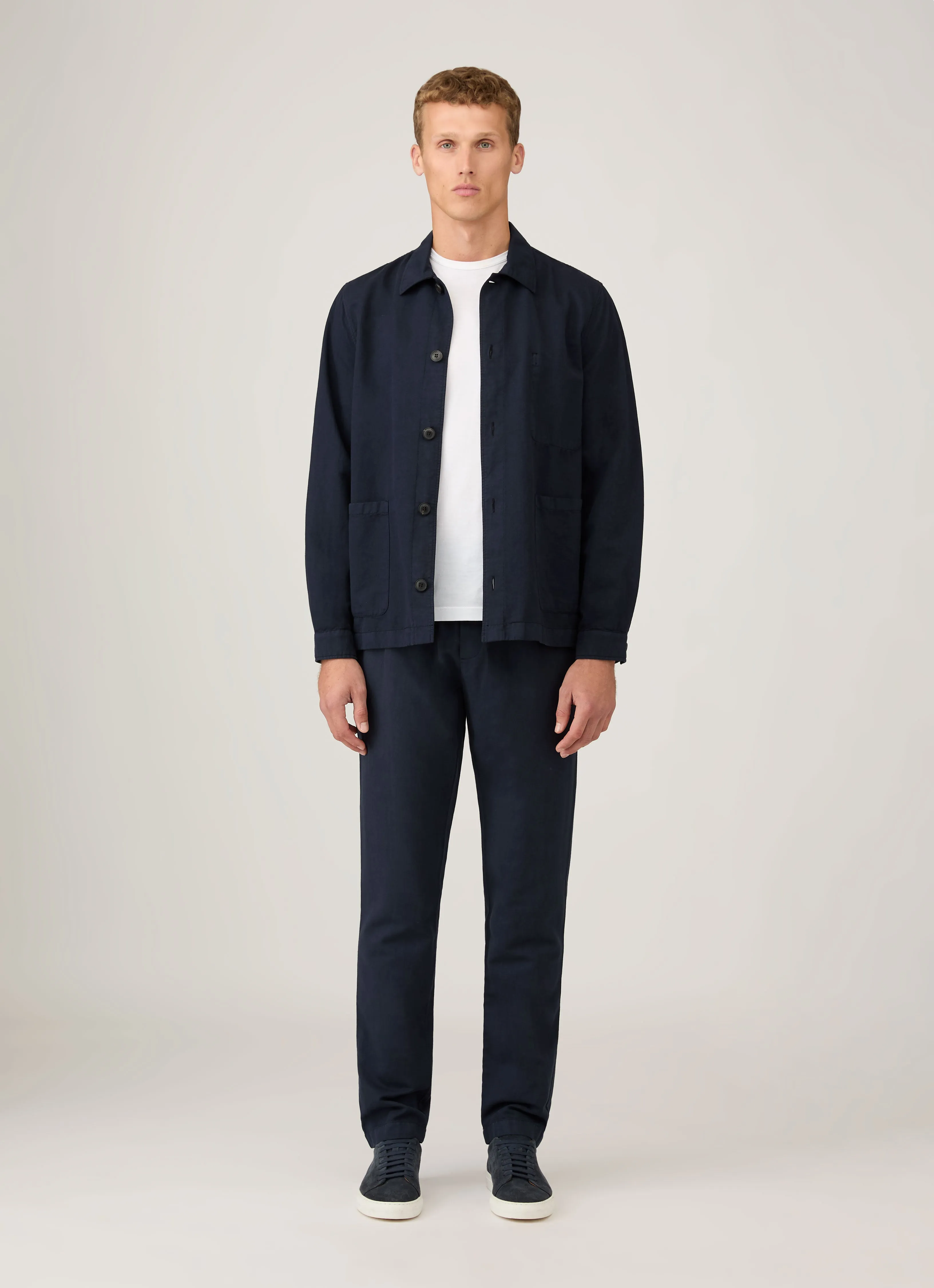 Men's Cotton Linen Drawstring Trouser in Navy sold by Sunspel product image thumbnail 3