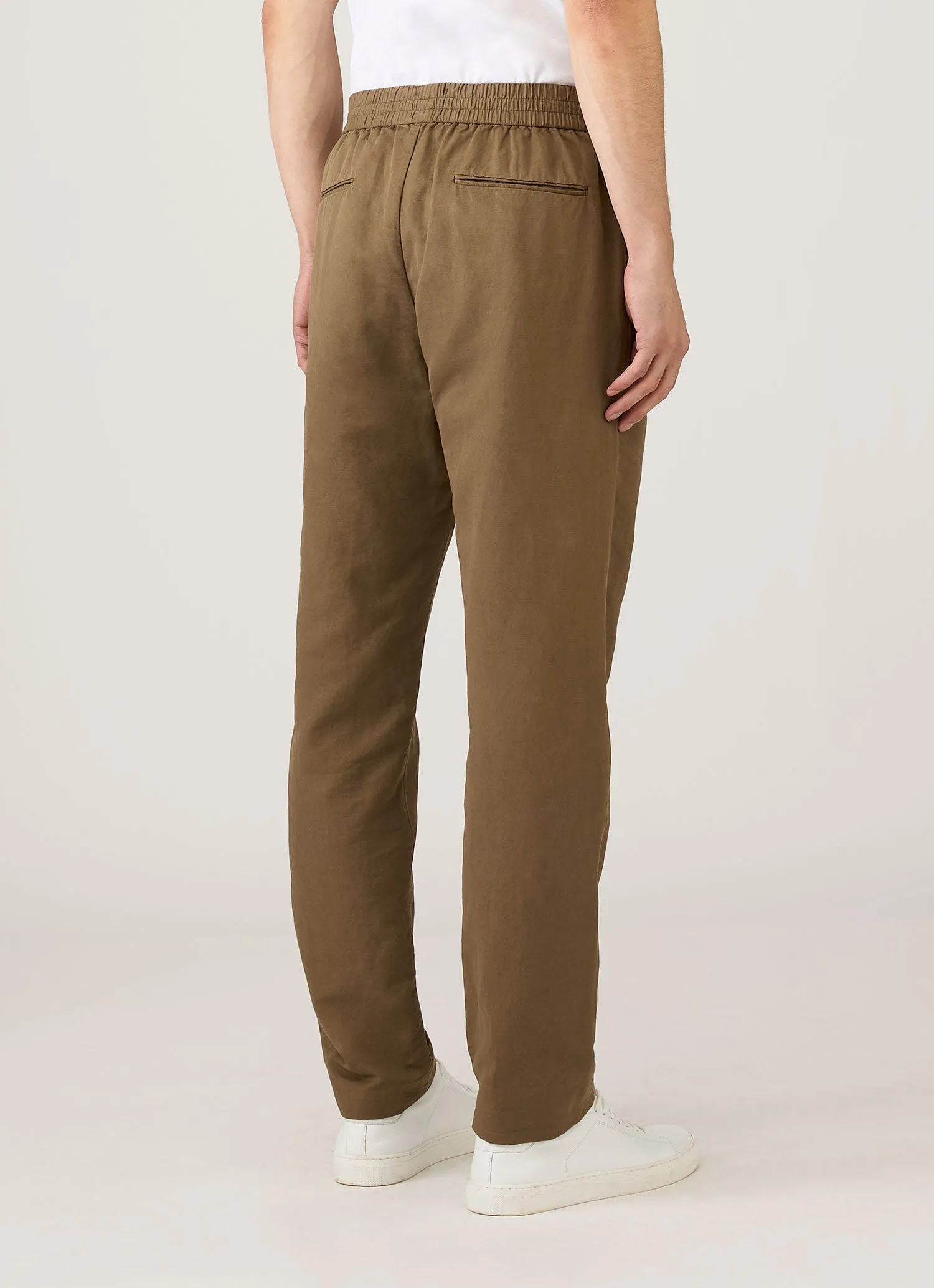 Men's Cotton Linen Drawstring Trouser in Dark Cedar sold by Sunspel product image thumbnail 5