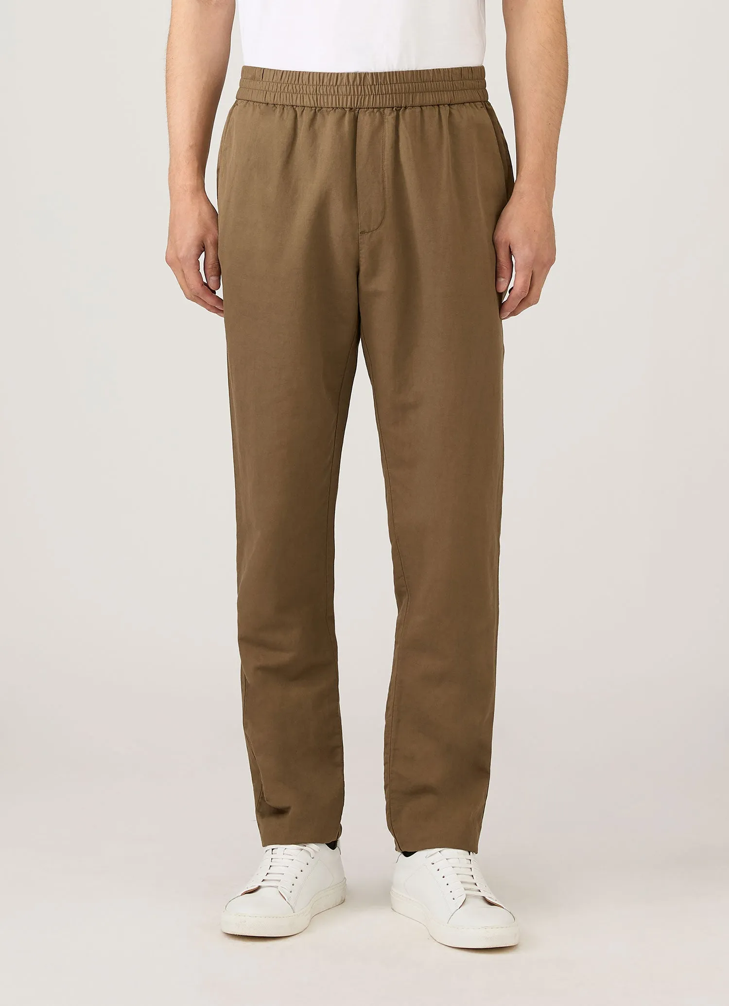 Men's Cotton Linen Drawstring Trouser in Dark Cedar sold by Sunspel product image thumbnail 2