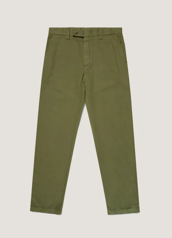 Men's Cotton Linen Trouser in Deep Olive sold by Sunspel
