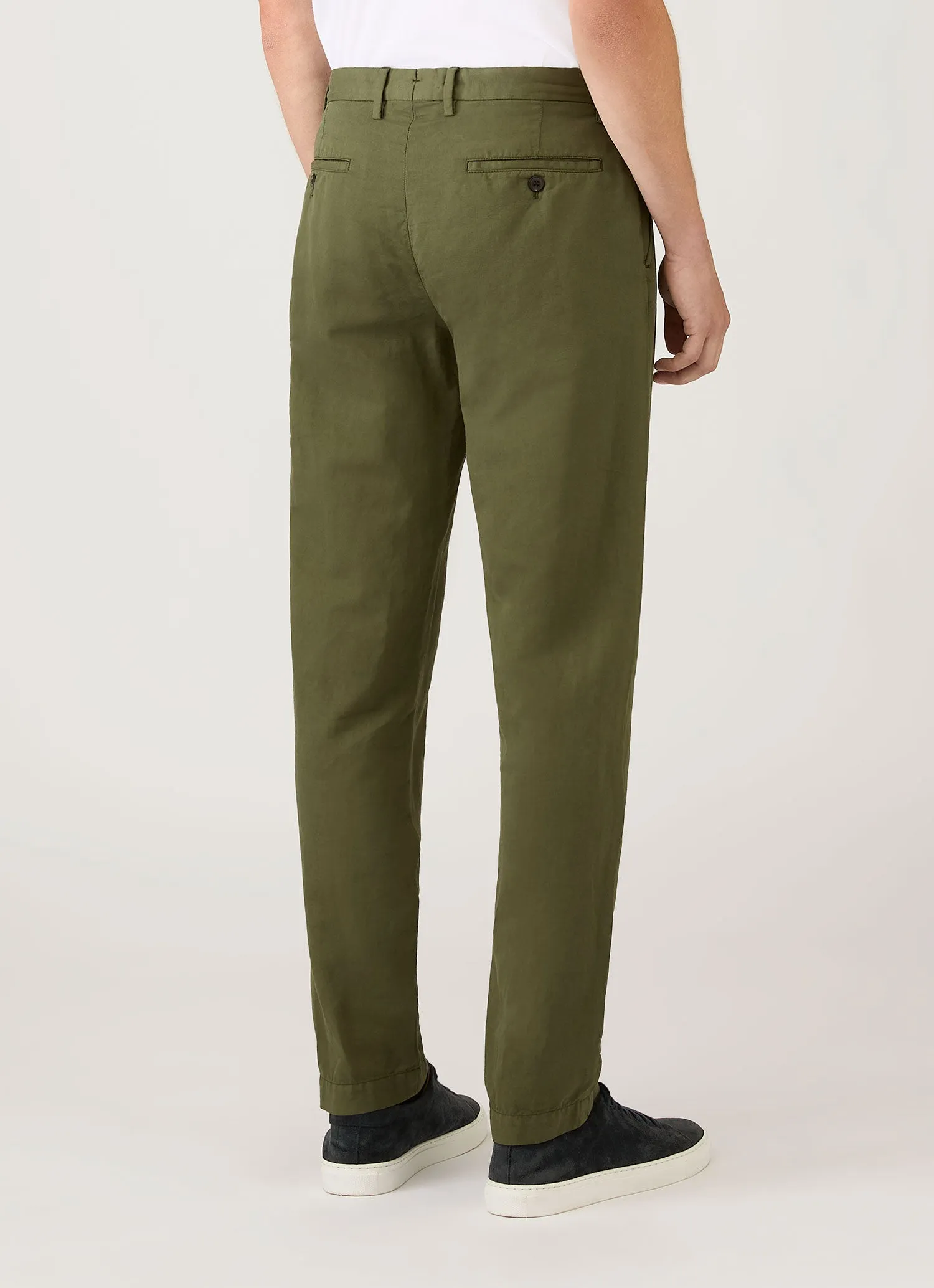Men's Cotton Linen Trouser in Deep Olive sold by Sunspel product image thumbnail 5