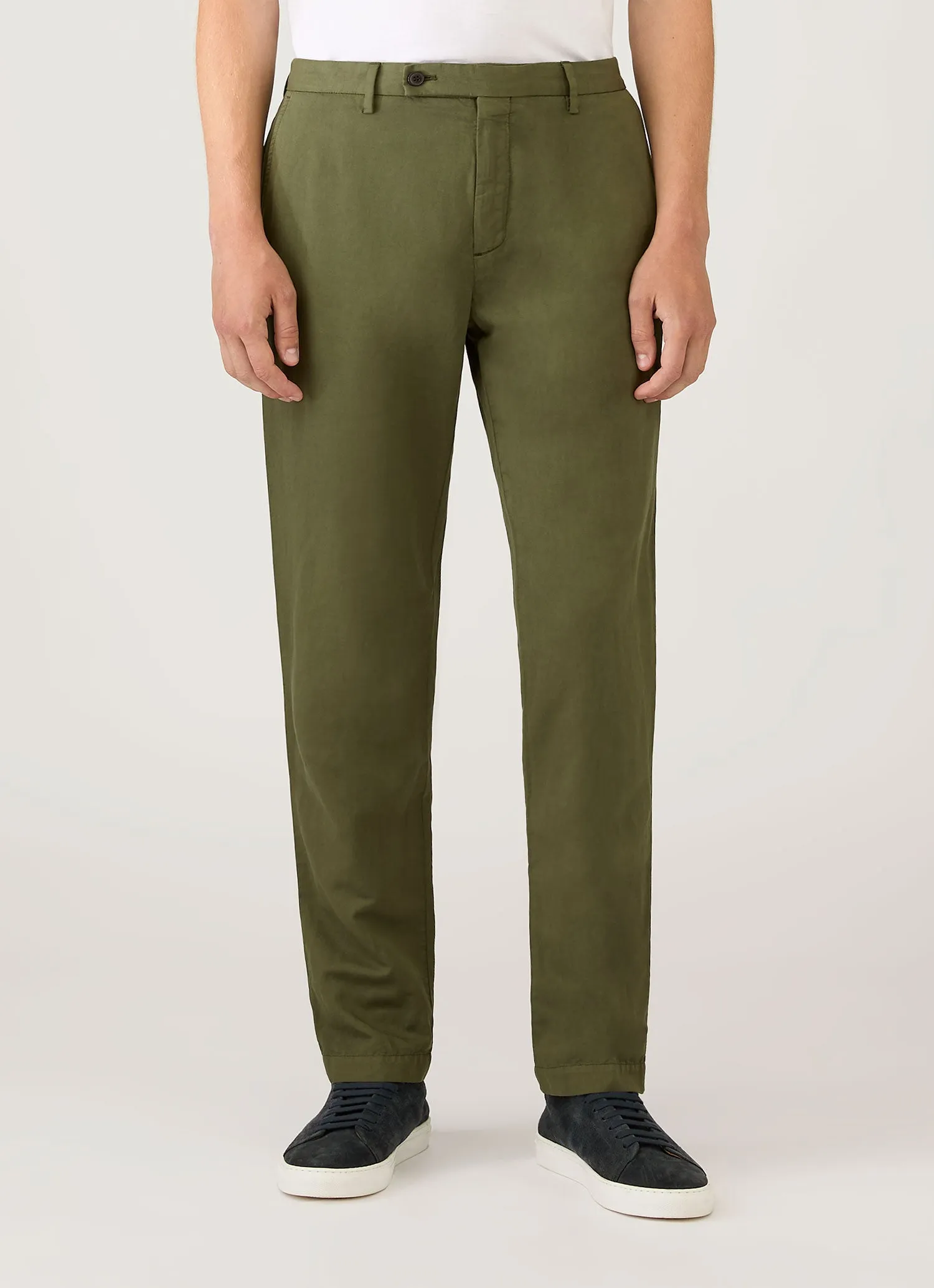 Men's Cotton Linen Trouser in Deep Olive sold by Sunspel product image thumbnail 2