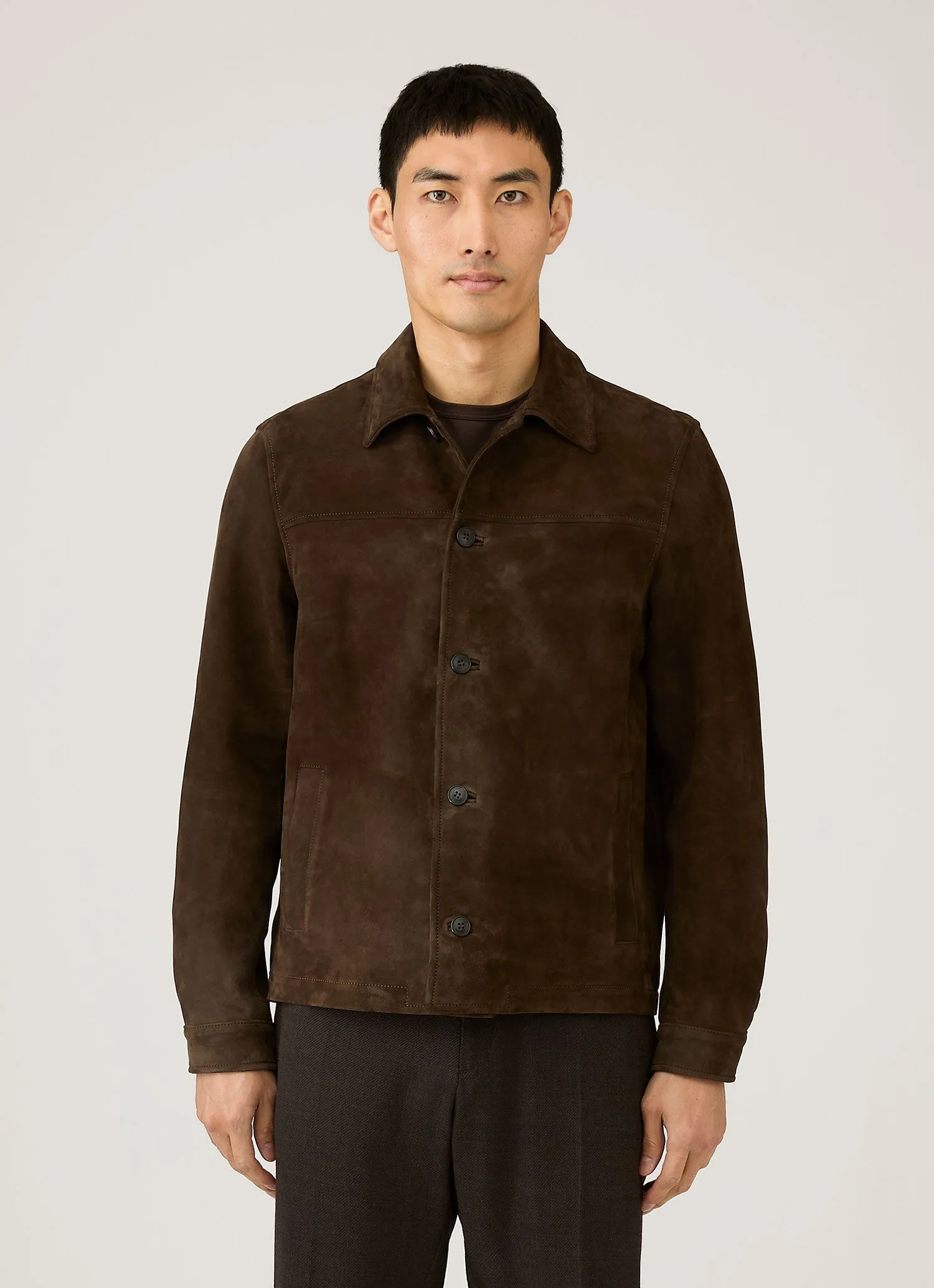Men's Suede Jacket in Dark Brown sold by Sunspel product image thumbnail 2