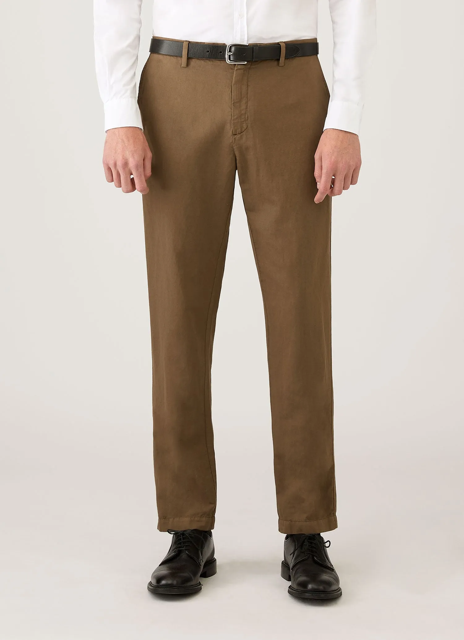 Men's Cotton Linen Trouser in Dark Cedar sold by Sunspel product image thumbnail 2