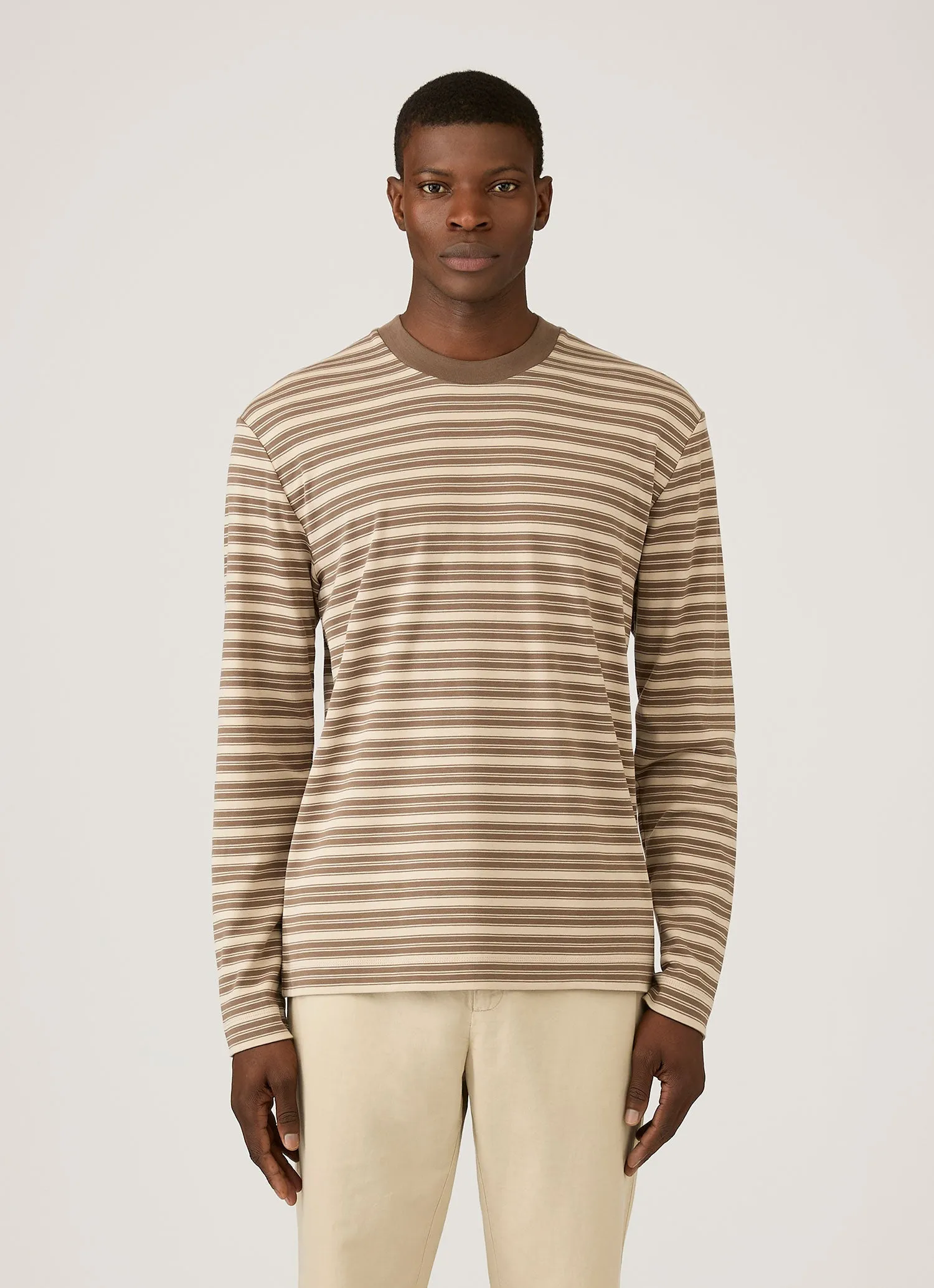 Men's Long Sleeve Heavyweight T-shirt in Hazelwood/Dark Cedar sold by Sunspel product image thumbnail 2