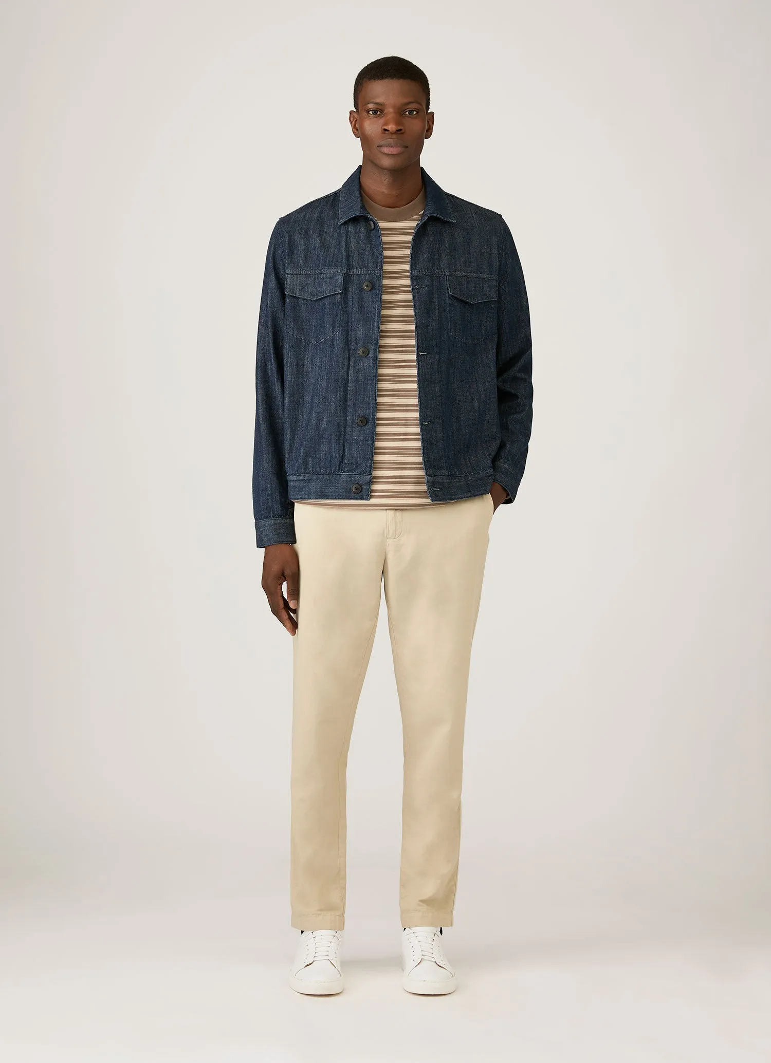 Men's Long Sleeve Heavyweight T-shirt in Hazelwood/Dark Cedar sold by Sunspel product image thumbnail 3