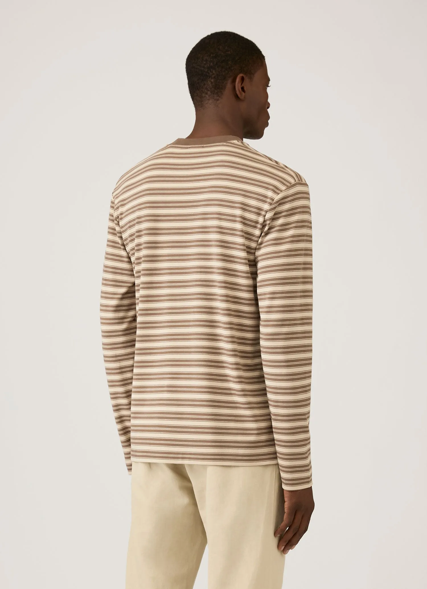 Men's Long Sleeve Heavyweight T-shirt in Hazelwood/Dark Cedar sold by Sunspel product image thumbnail 5