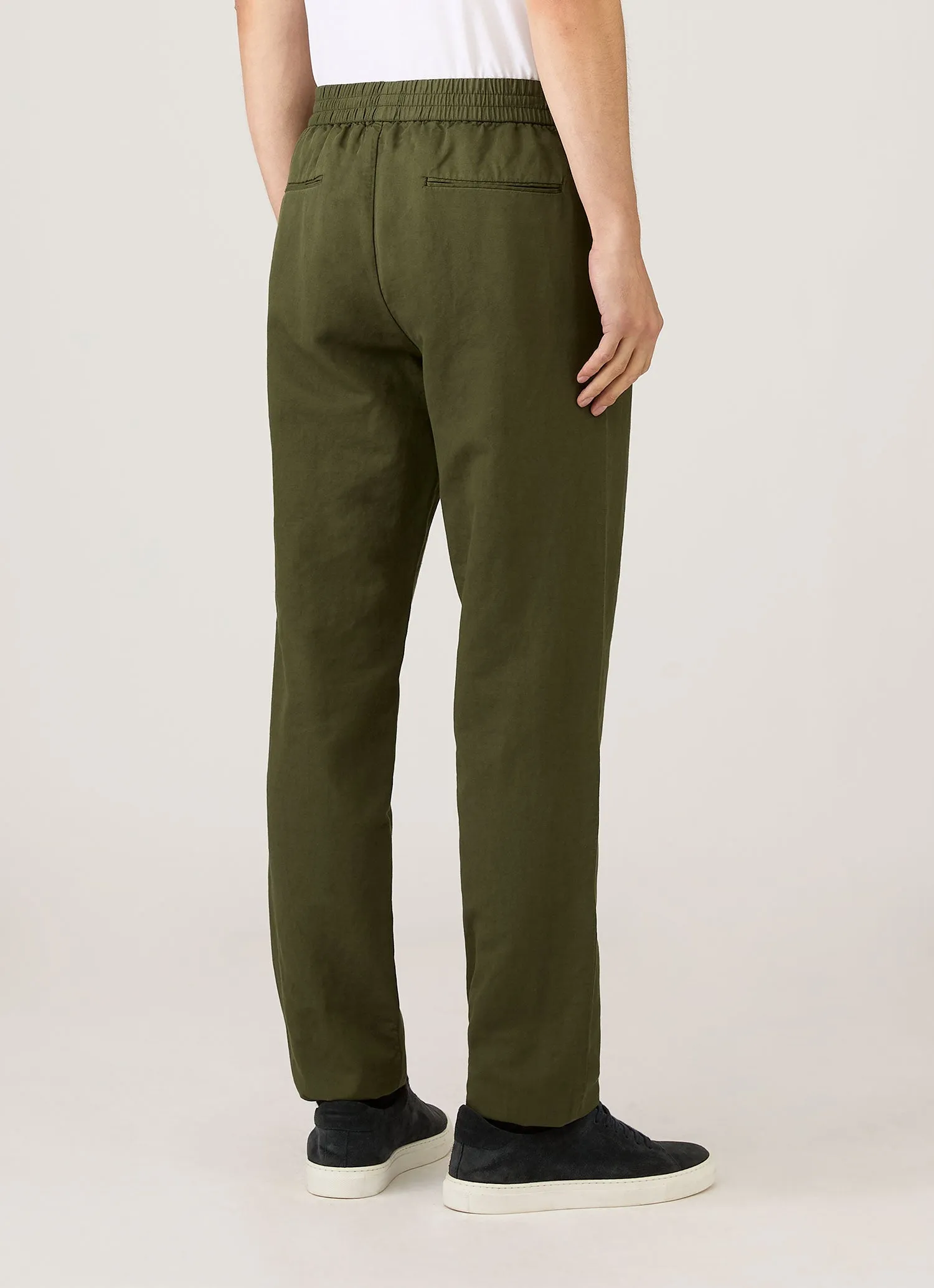 Men's Cotton Linen Drawstring Trouser in Deep Olive sold by Sunspel product image thumbnail 5