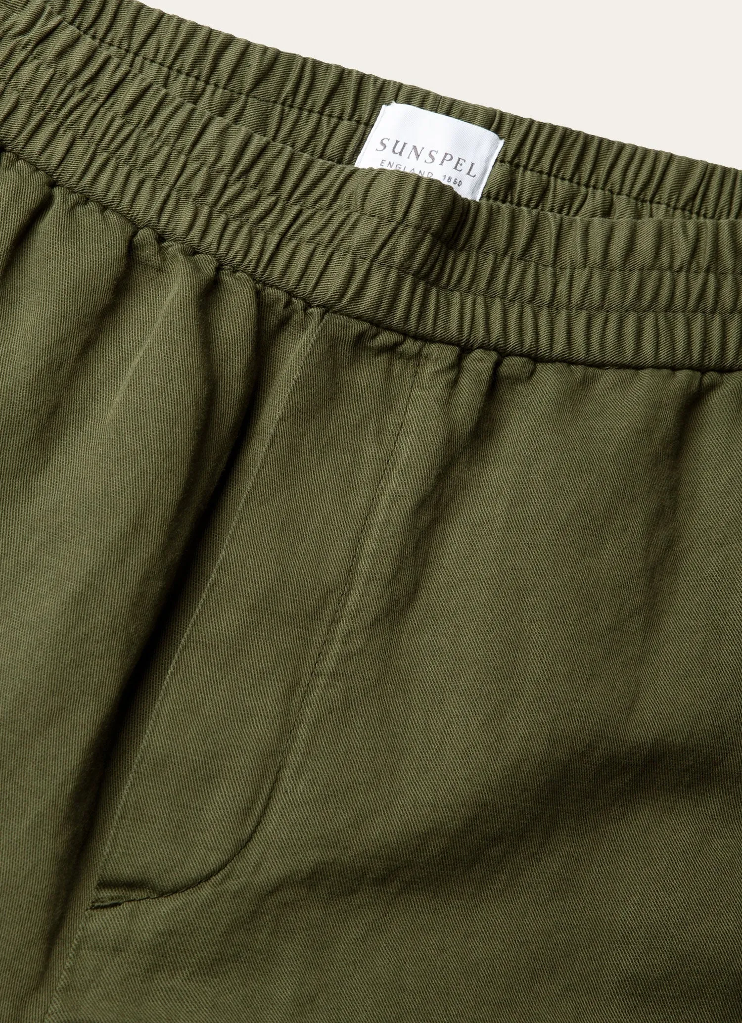 Men's Cotton Linen Drawstring Trouser in Deep Olive sold by Sunspel product image thumbnail 4