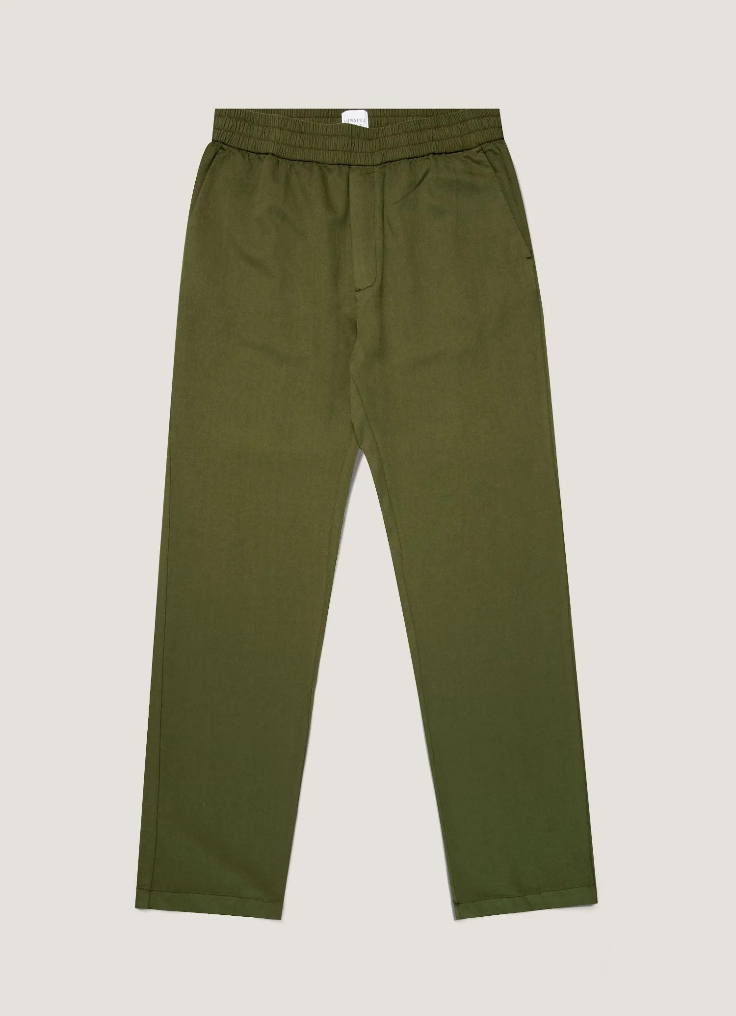 Men's Cotton Linen Drawstring Trouser in Deep Olive sold by Sunspel