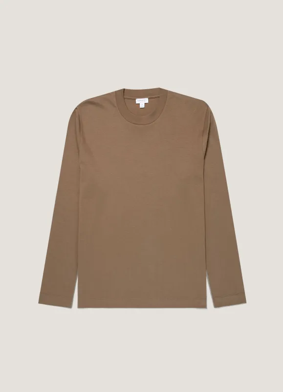 Men's Long Sleeve Heavyweight T-shirt in Dark Cedar sold by Sunspel
