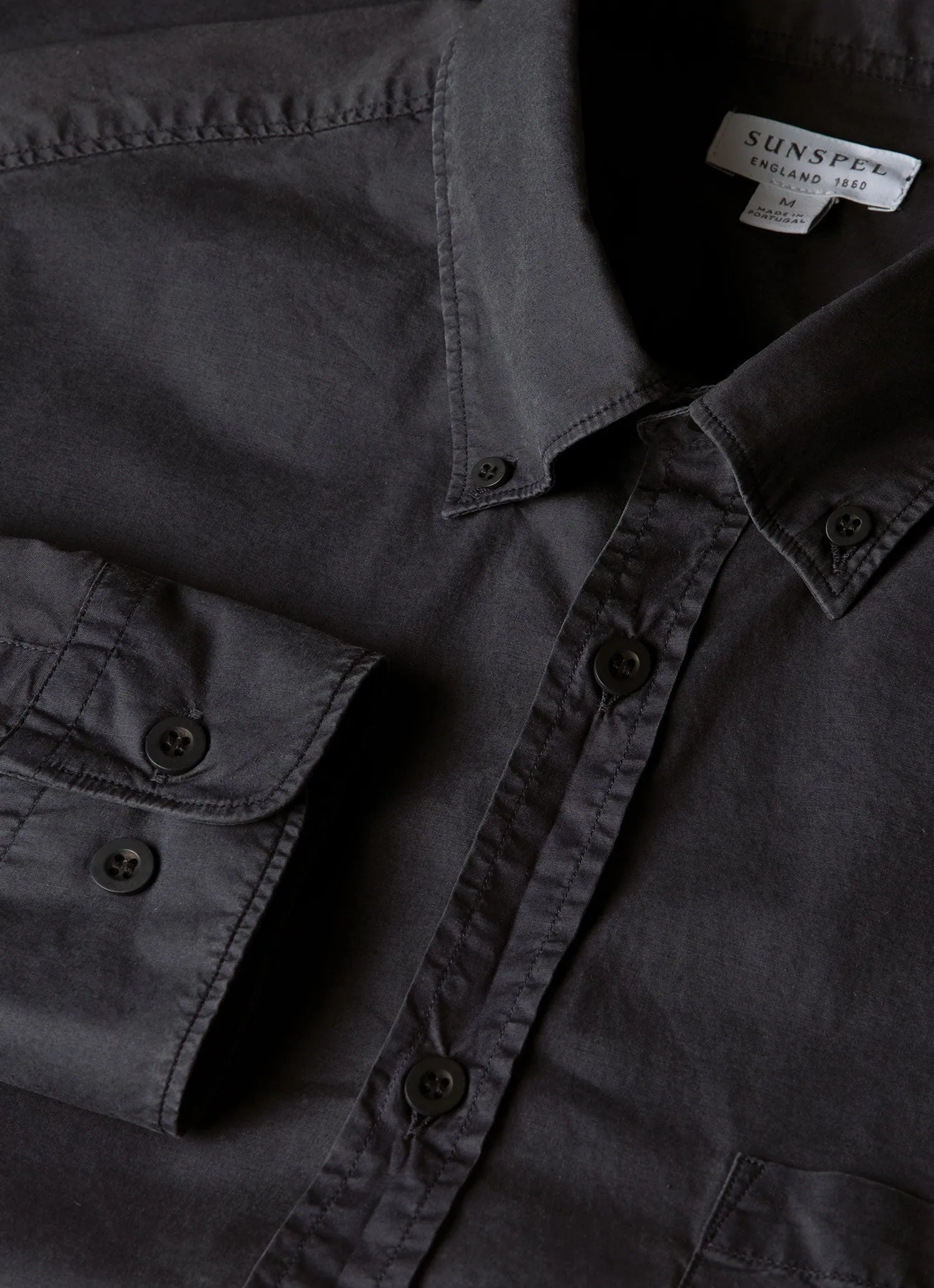 Men's Button Down Poplin Shirt in Navy sold by Sunspel product image thumbnail 4