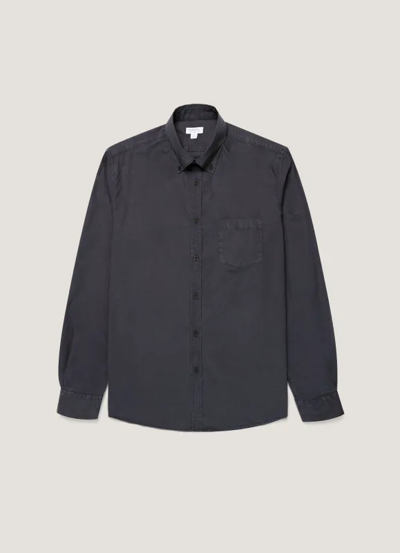 Men's Button Down Poplin Shirt in Navy sold by Sunspel