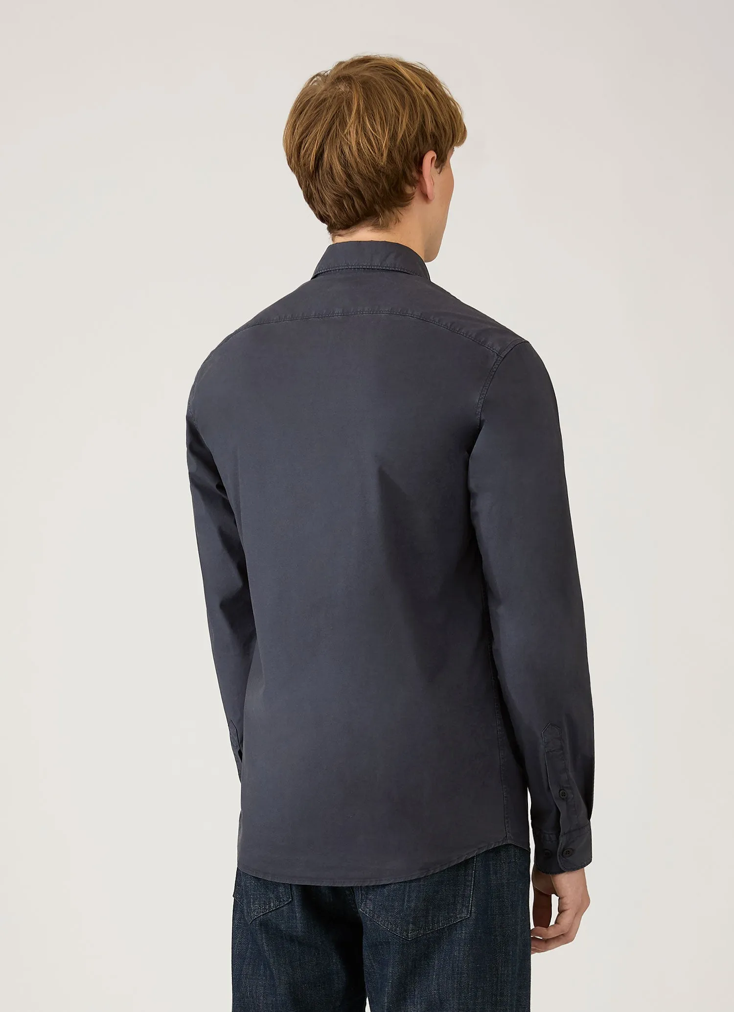 Men's Button Down Poplin Shirt in Navy sold by Sunspel product image thumbnail 5