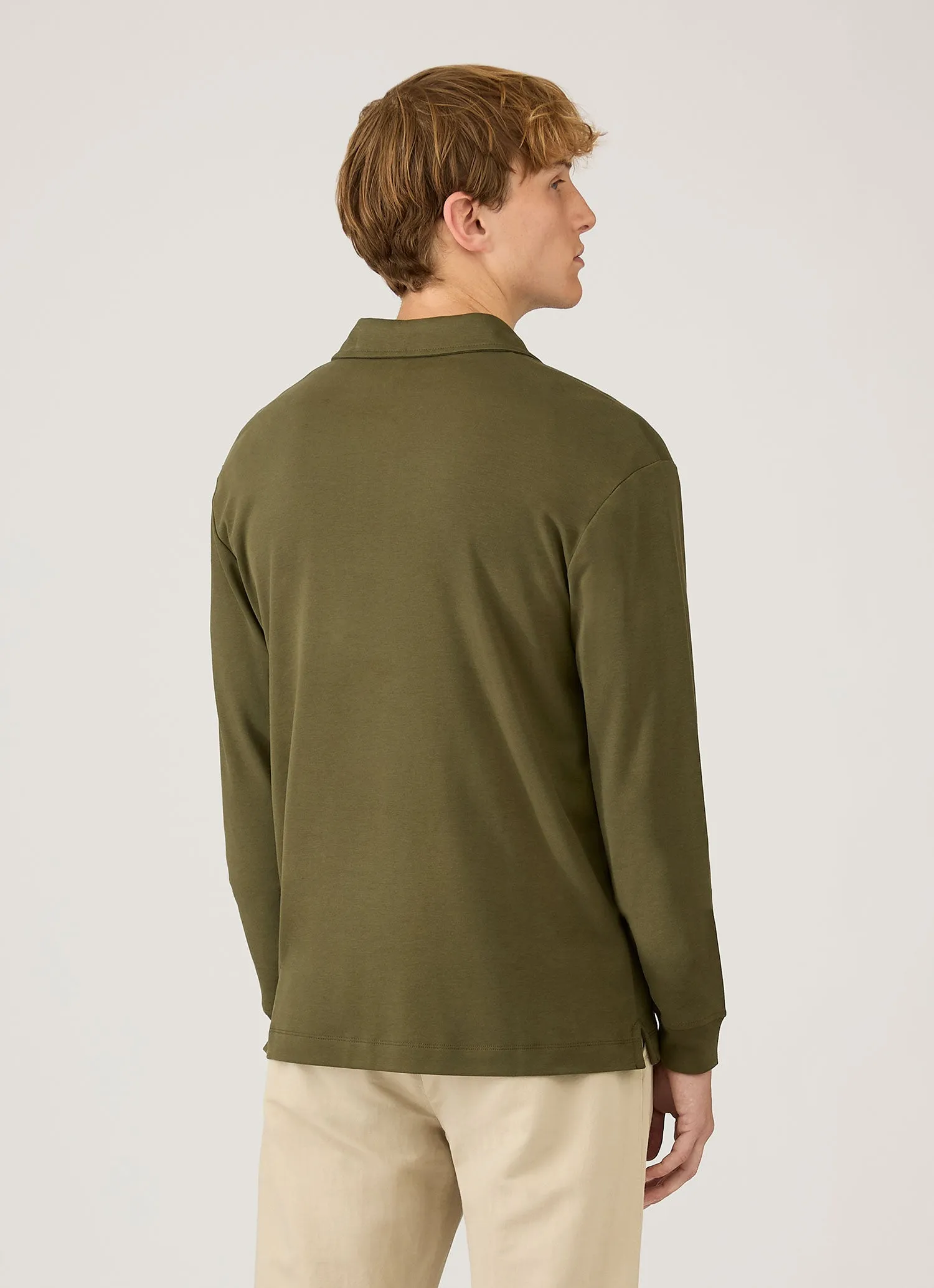 Men's Heavyweight Rugby Polo Shirt in Deep Olive sold by Sunspel product image thumbnail 5