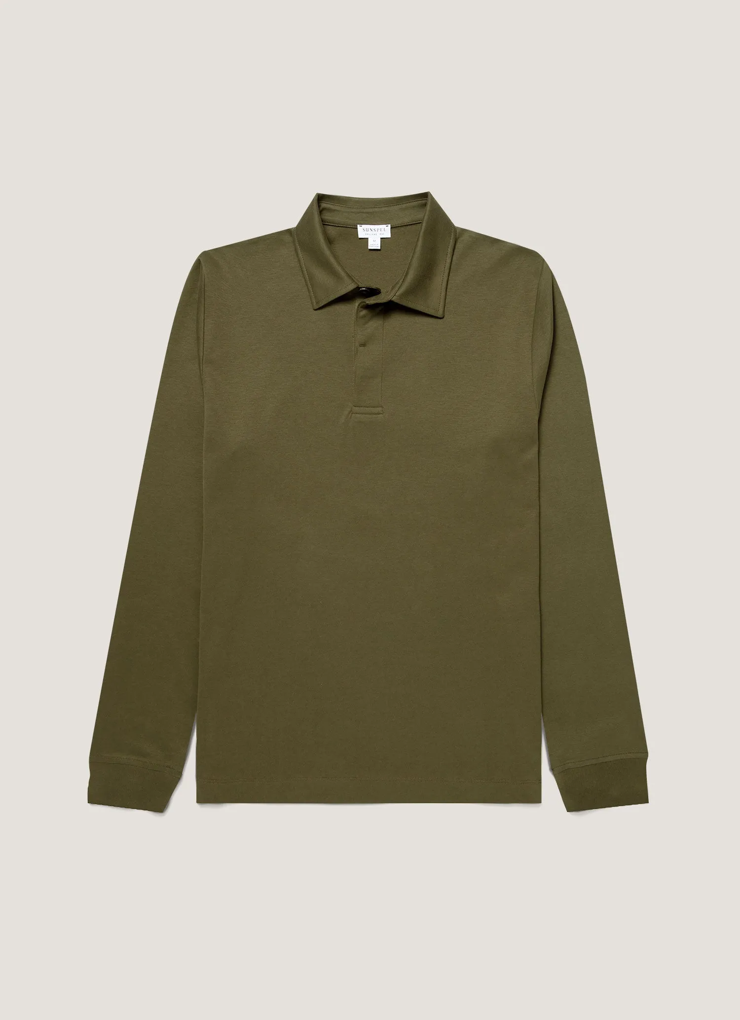 Men's Heavyweight Rugby Polo Shirt in Deep Olive sold by Sunspel