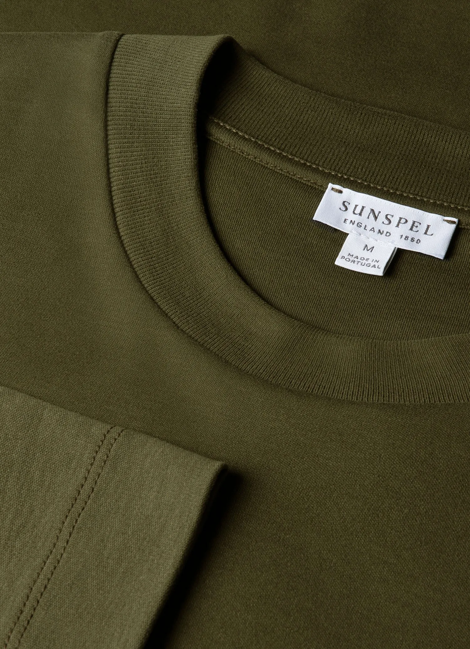 Men's Long Sleeve Heavyweight T-shirt in Deep Olive sold by Sunspel product image thumbnail 4