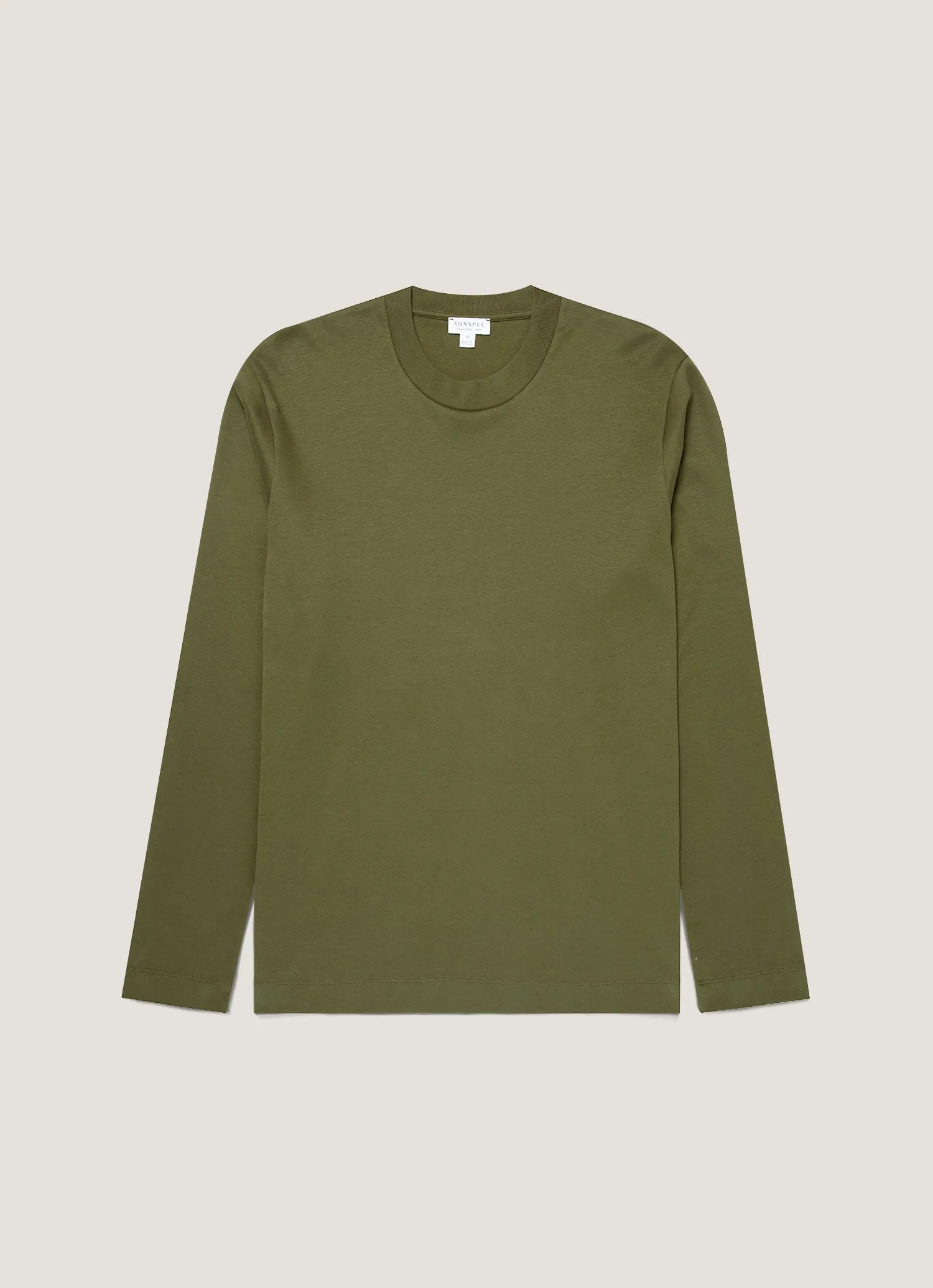 Men's Long Sleeve Heavyweight T-shirt in Deep Olive sold by Sunspel